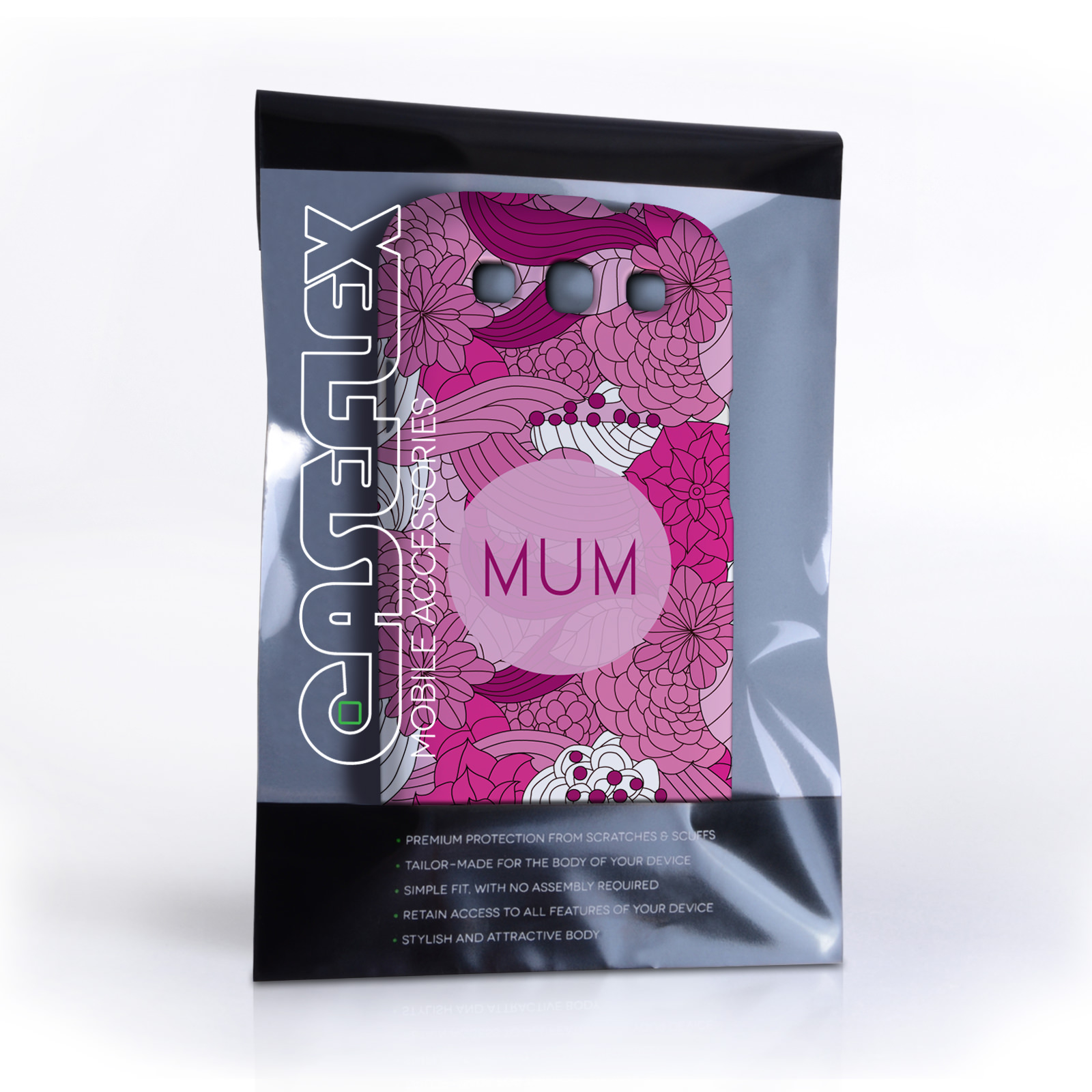 Caseflex Samsung Galaxy S3 Retro Swirl Mum Case – Pink