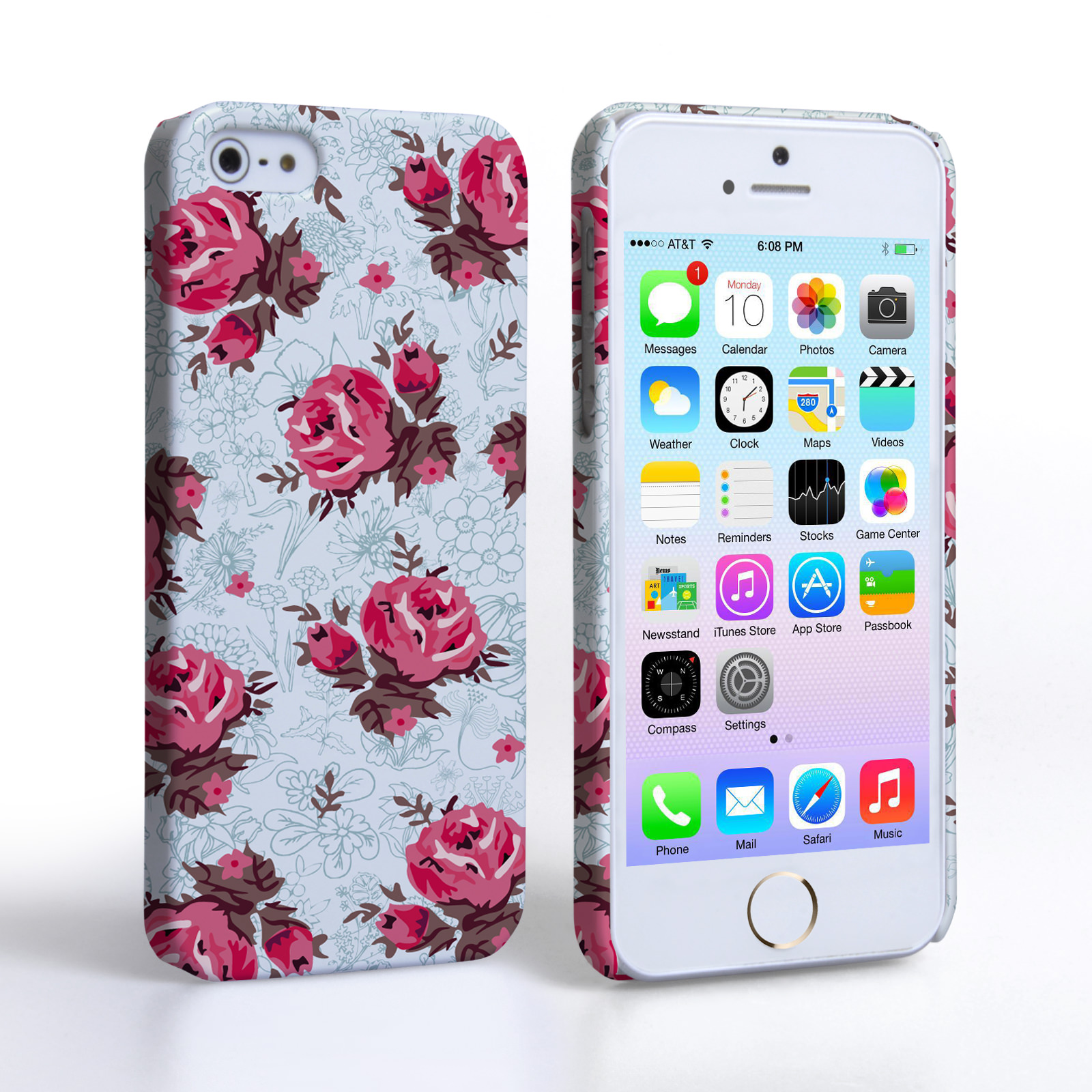 Caseflex iPhone 5 / 5S Vintage Roses Wallpaper Hard Case – Light Blue