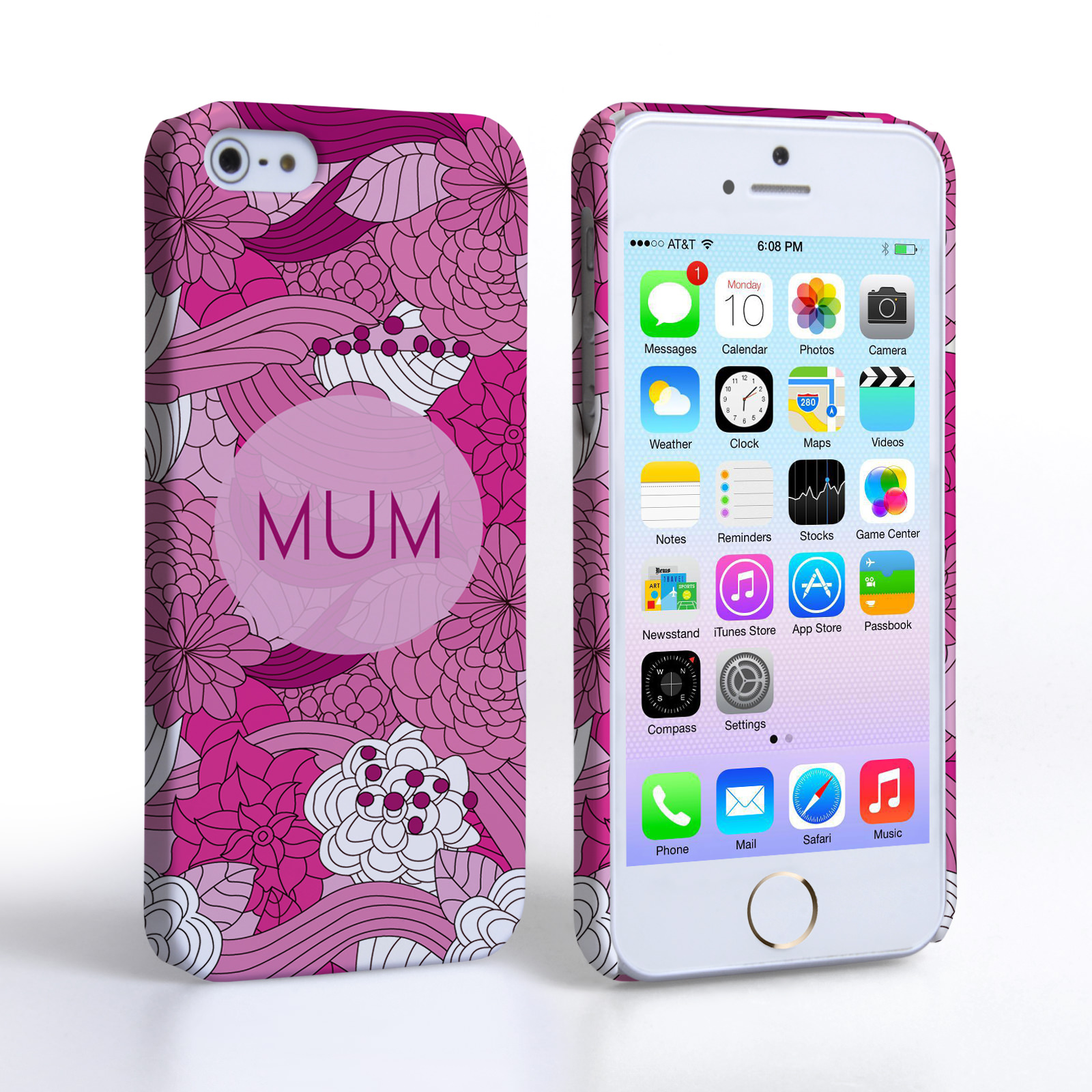 Caseflex iPhone 5 / 5S Retro Swirl Mum Case – Pink