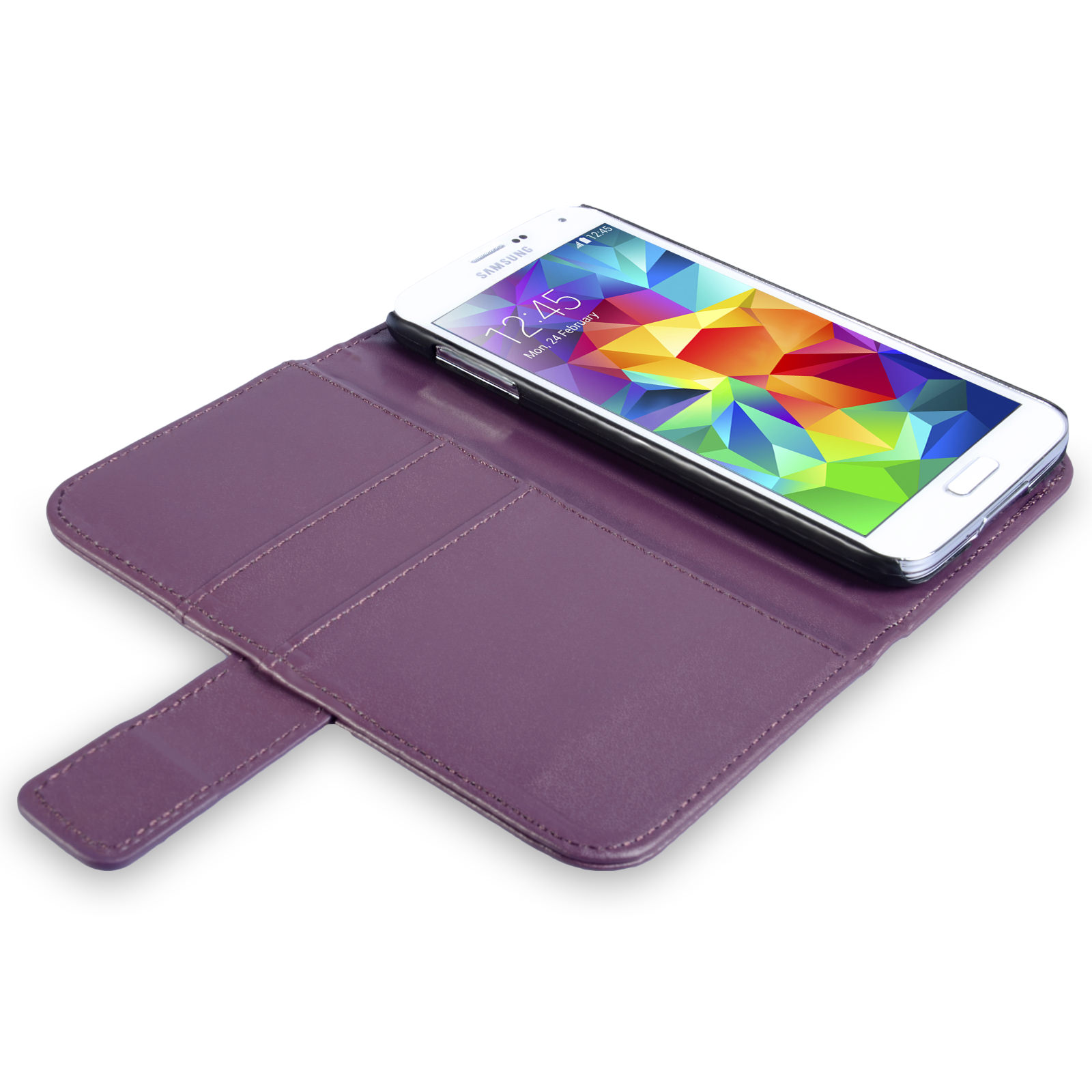 YouSave Samsung Galaxy S5 Leather-Effect Wallet Case - Purple