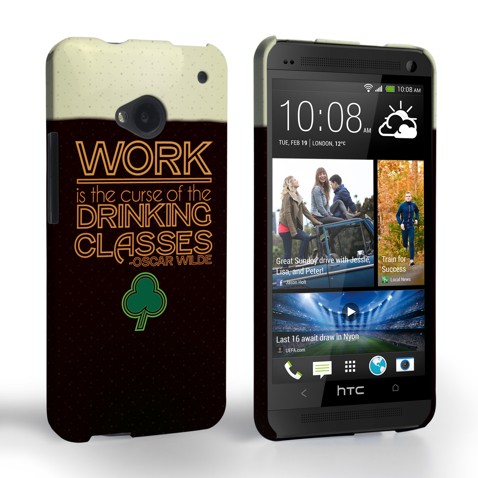 Caseflex HTC One Wilde Drinking Classes Quote Hard Case - Black