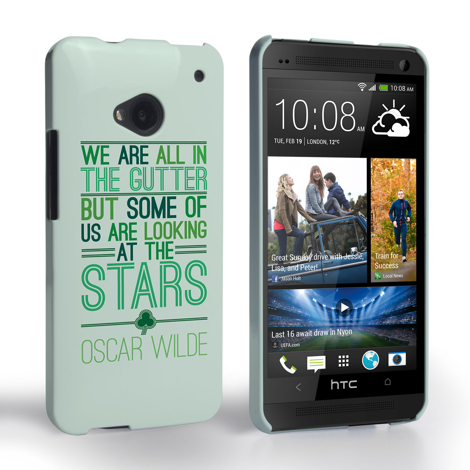 Caseflex HTC One Wilde Stars Quote Hard Case – White and Green