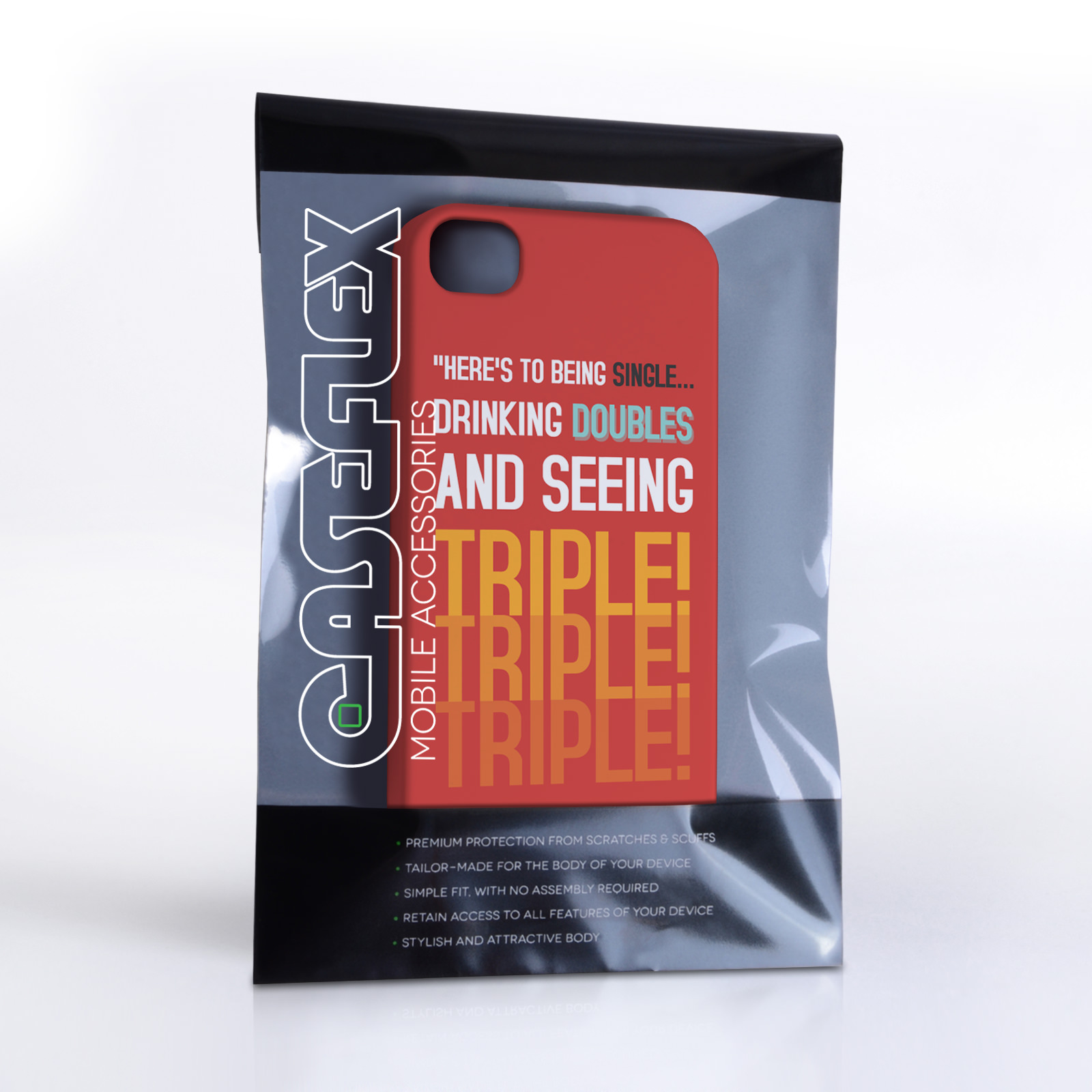 Caseflex iPhone 4 / 4S Single, Double, Triple Quote Hard Case – Red