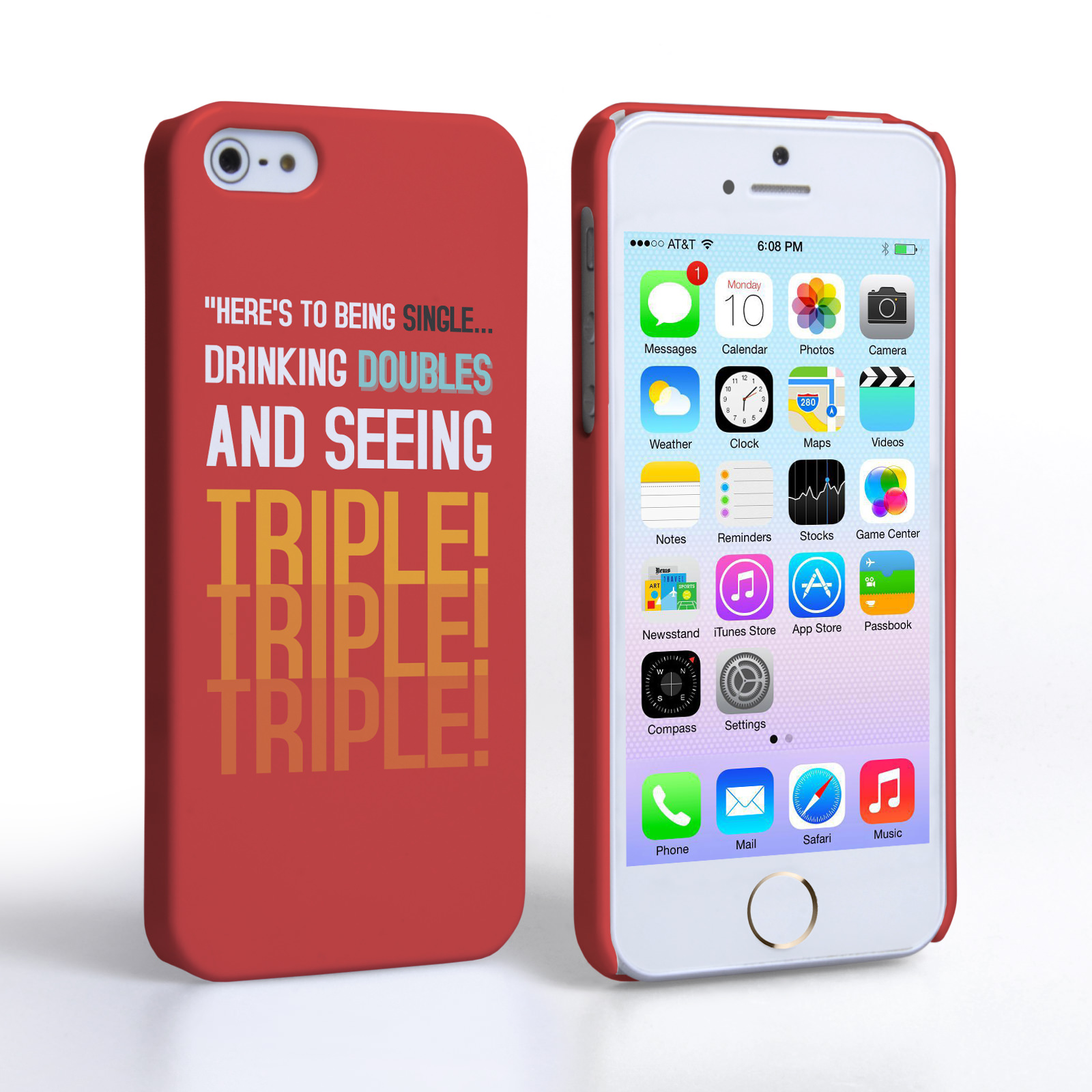 Caseflex iPhone 5 / 5S Single, Double, Triple Quote Hard Case – Red