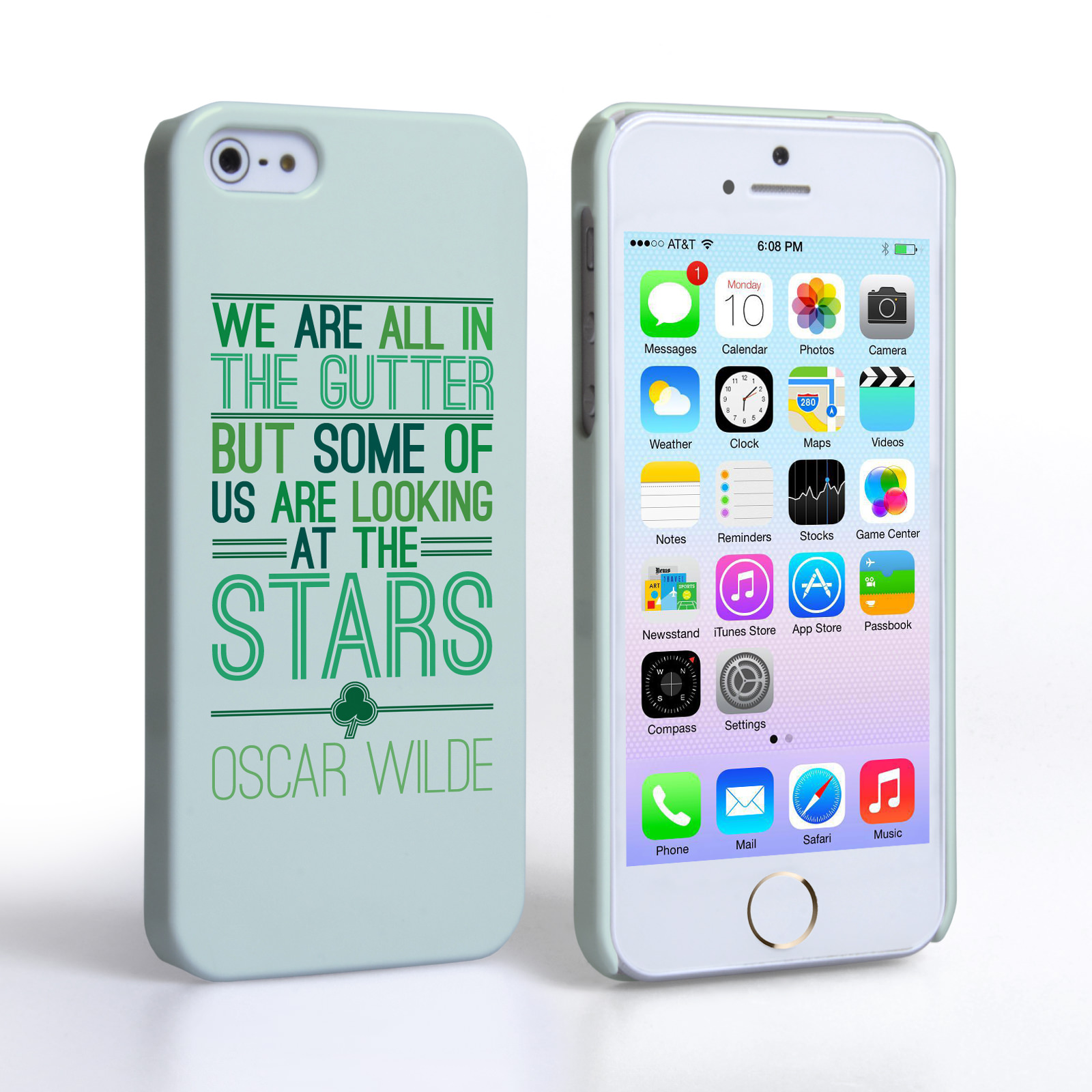 Caseflex iPhone 5 / 5S Wilde Stars Quote Hard Case – White and Green