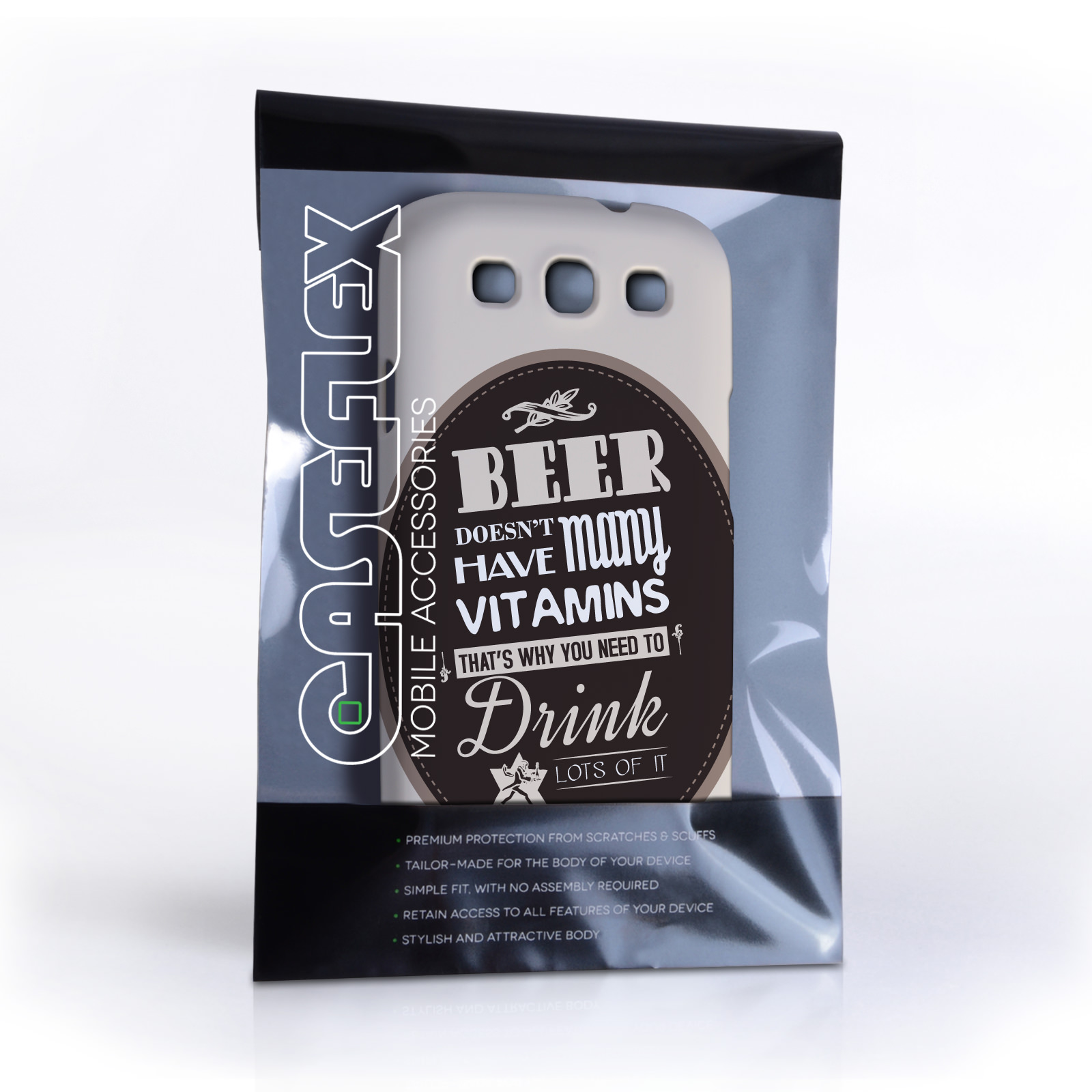 Caseflex Samsung Galaxy S3 Beer Label Quote Hard Case – Brown