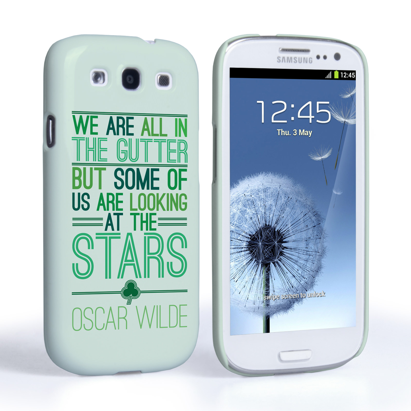 Caseflex Samsung Galaxy S3 Mini Wilde Stars Quote Hard Case – White and Green