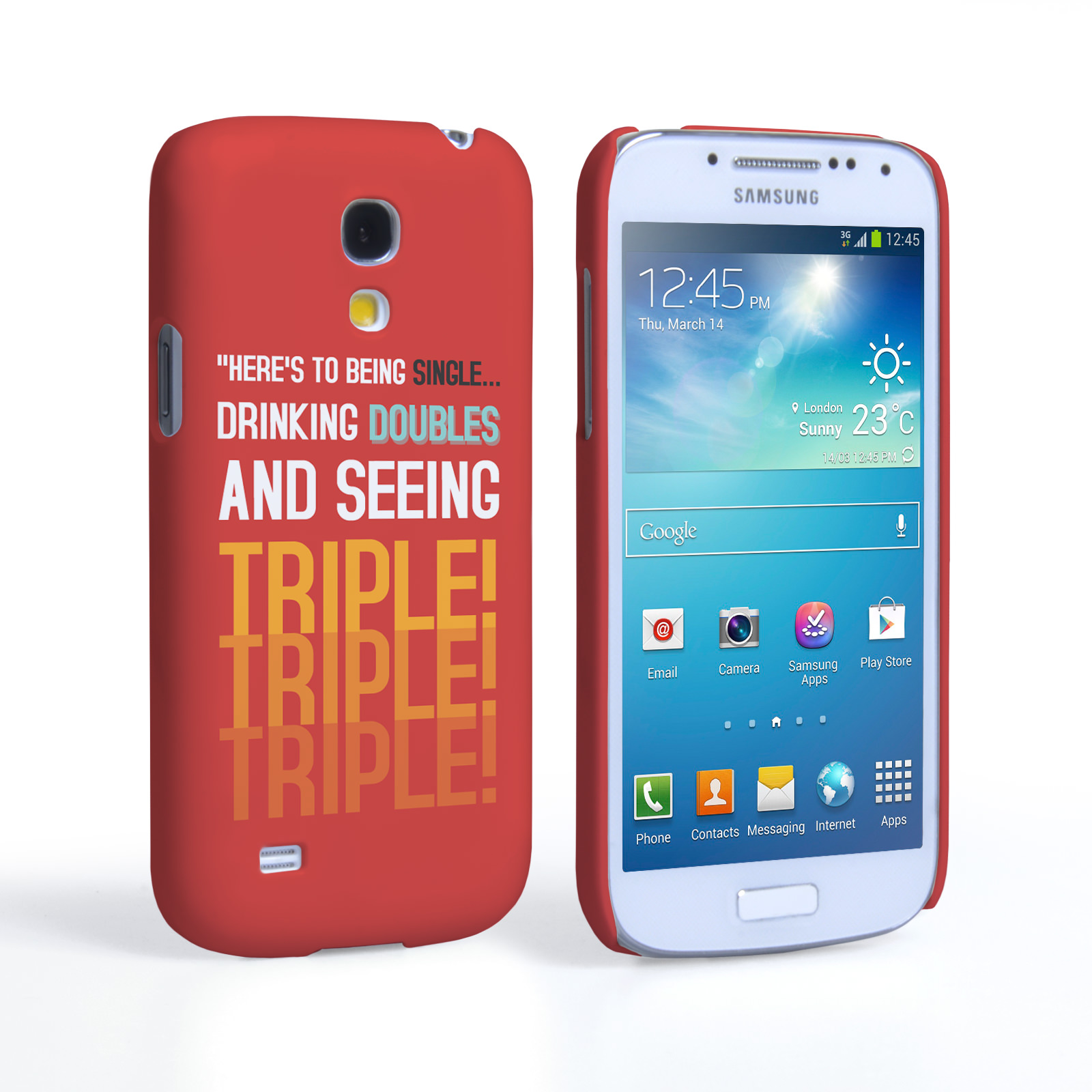 Caseflex Samsung Galaxy S4 Mini Single, Double, Triple Quote Hard Case – Red