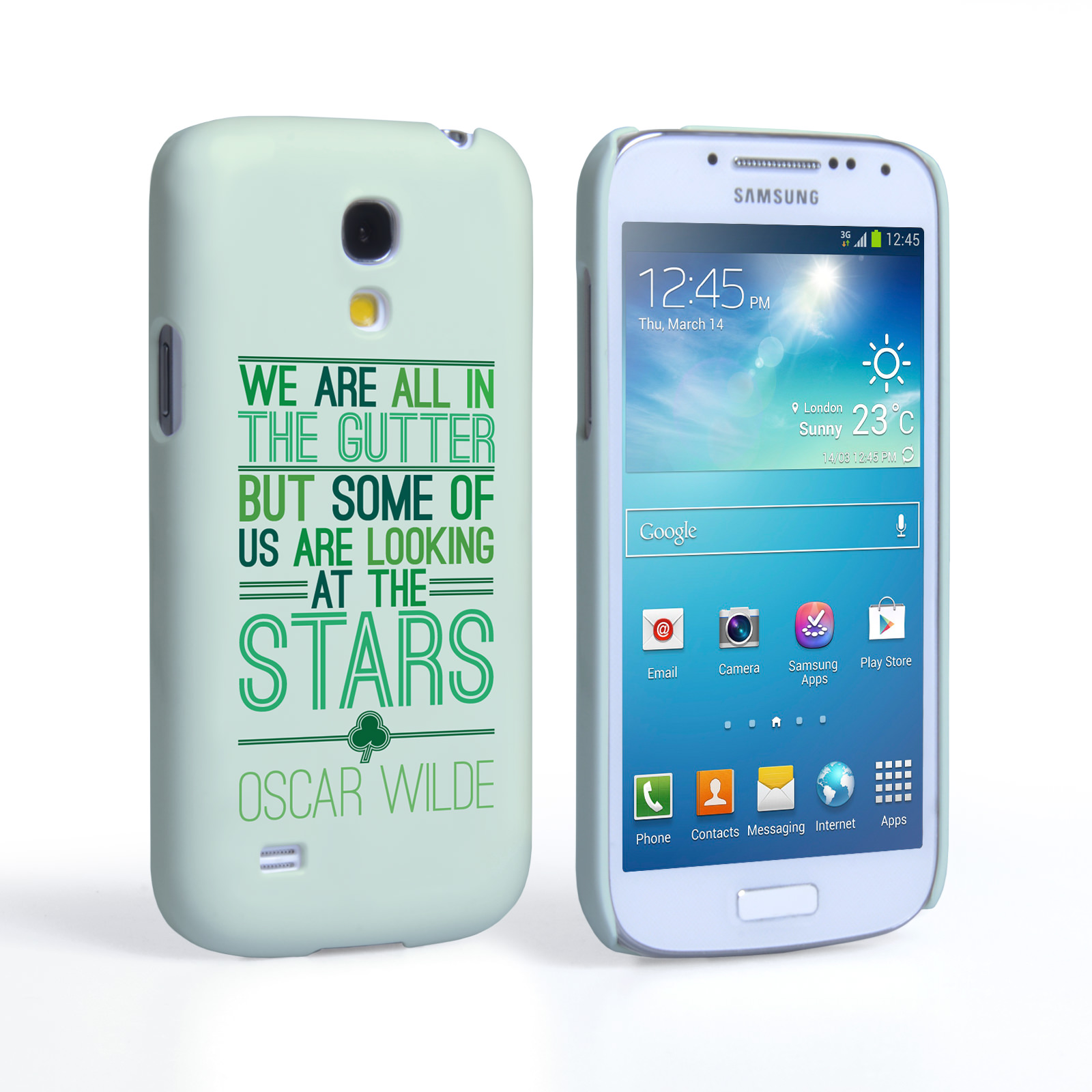 Caseflex Samsung Galaxy S4 Mini Wilde Stars Quote Hard Case – White and Green