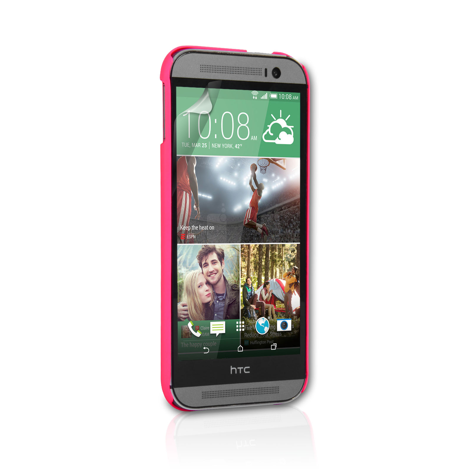 YouSave Accessories HTC One M8 Hard Hybrid Case - Hot Pink