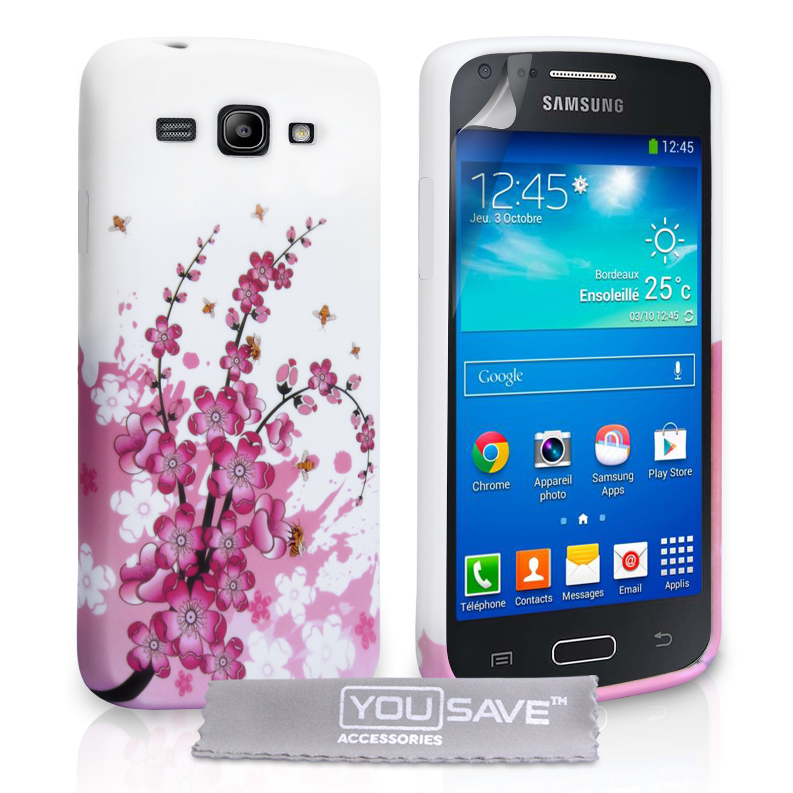 YouSave Samsung Galaxy Core Plus Floral Bee Silicone Gel Case