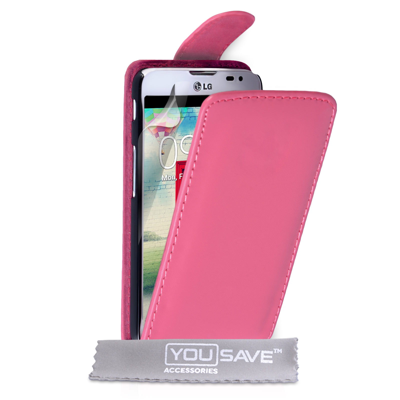 YouSave Accessories LG L90 Leather-Effect Flip Case - Hot Pink