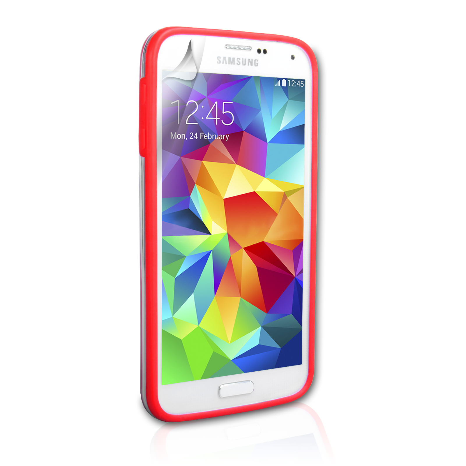 YouSave Accessories Samsung Galaxy S5 Bumper Case - Clear/Red
