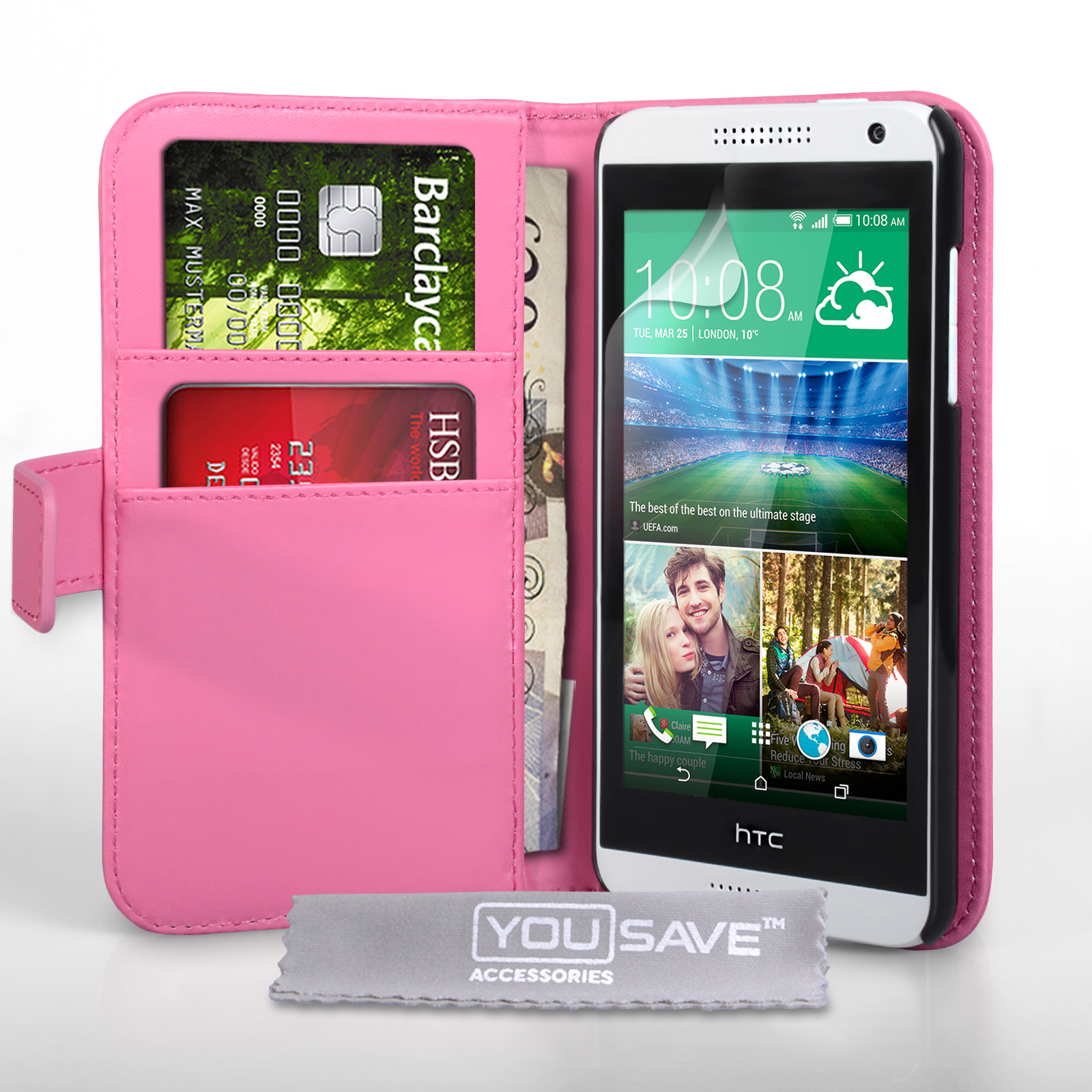 Verzakking Reageren op gang brengen YouSave HTC Desire 610 Wallet Case - Hot Pink | Mobile