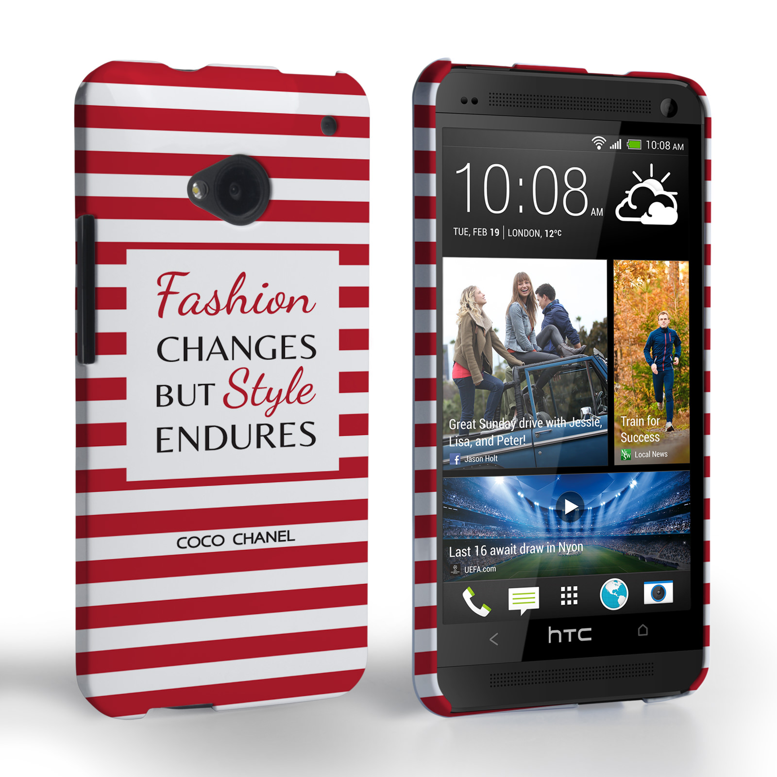 Caseflex HTC One Chanel ‘Fashion Changes’ Quote Case – Red and White