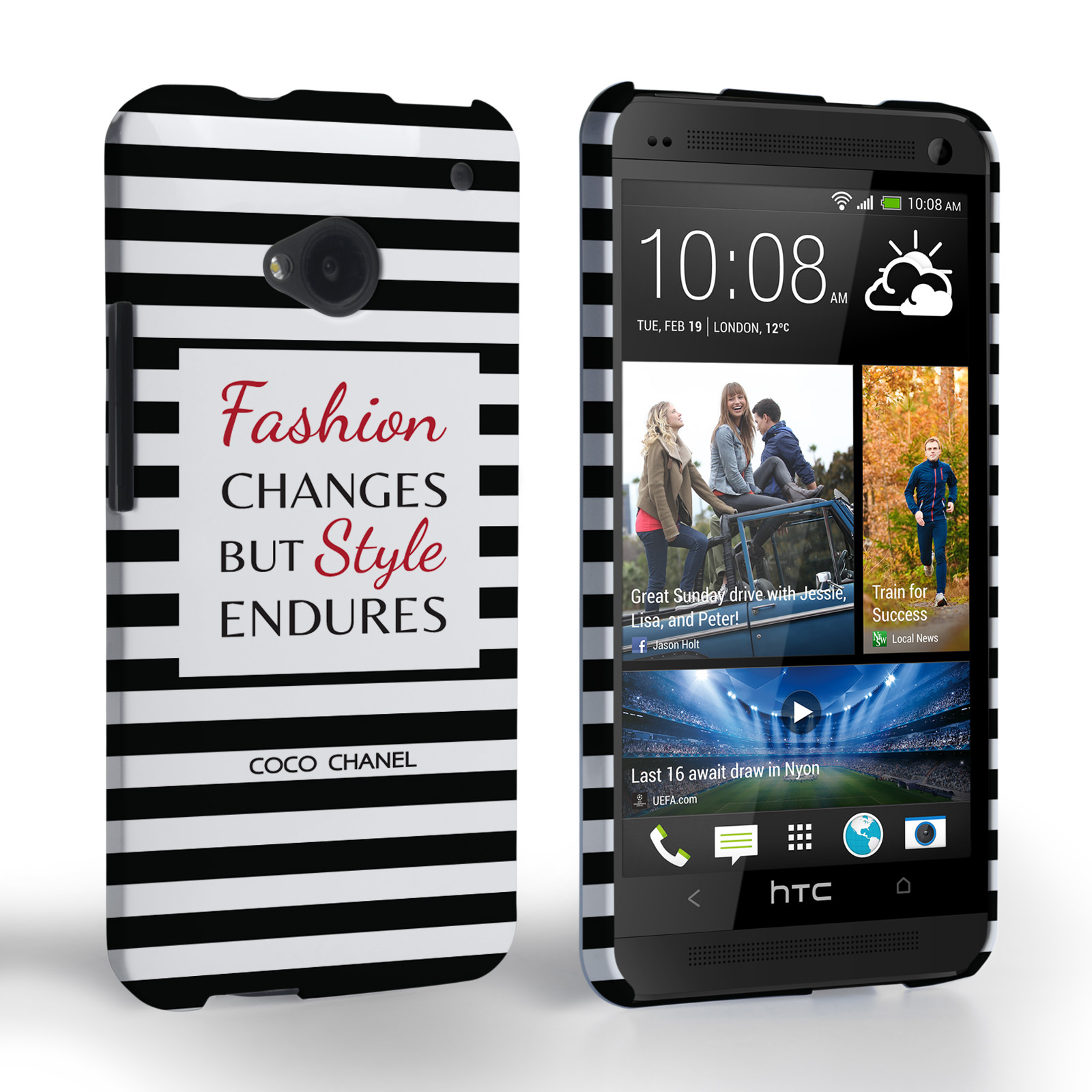 Caseflex HTC One Chanel ‘Fashion Changes’ Quote Case – Black and White