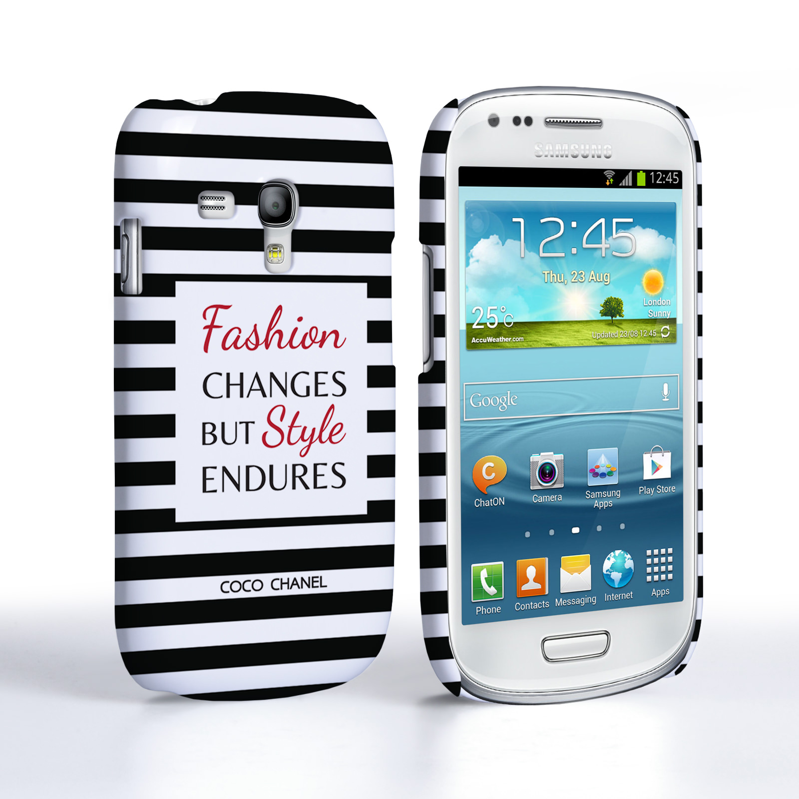 Caseflex Samsung Galaxy S3 Mini Chanel ‘Fashion Changes’ Quote Case – Black and White