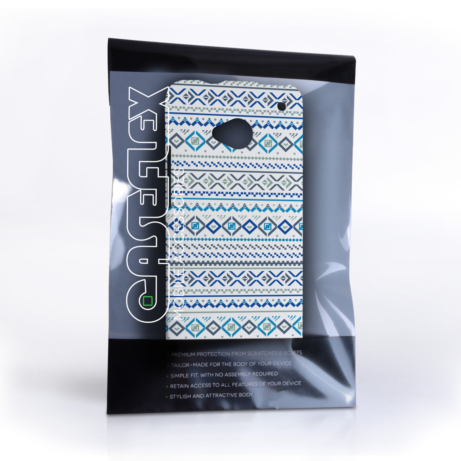Caseflex HTC One Fairisle Case – Blue with White Background