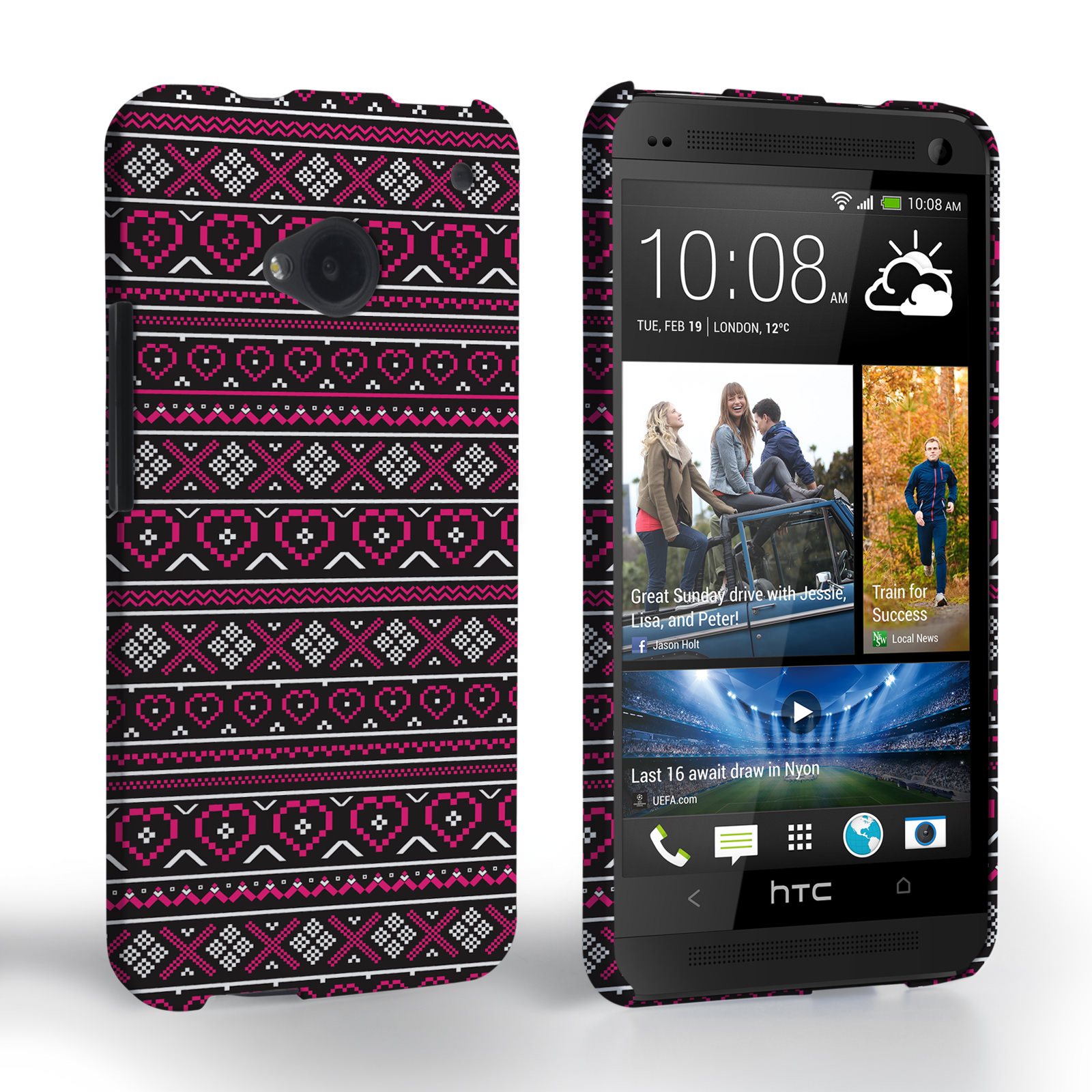 Caseflex HTC One Fairisle Case – Pink and Black