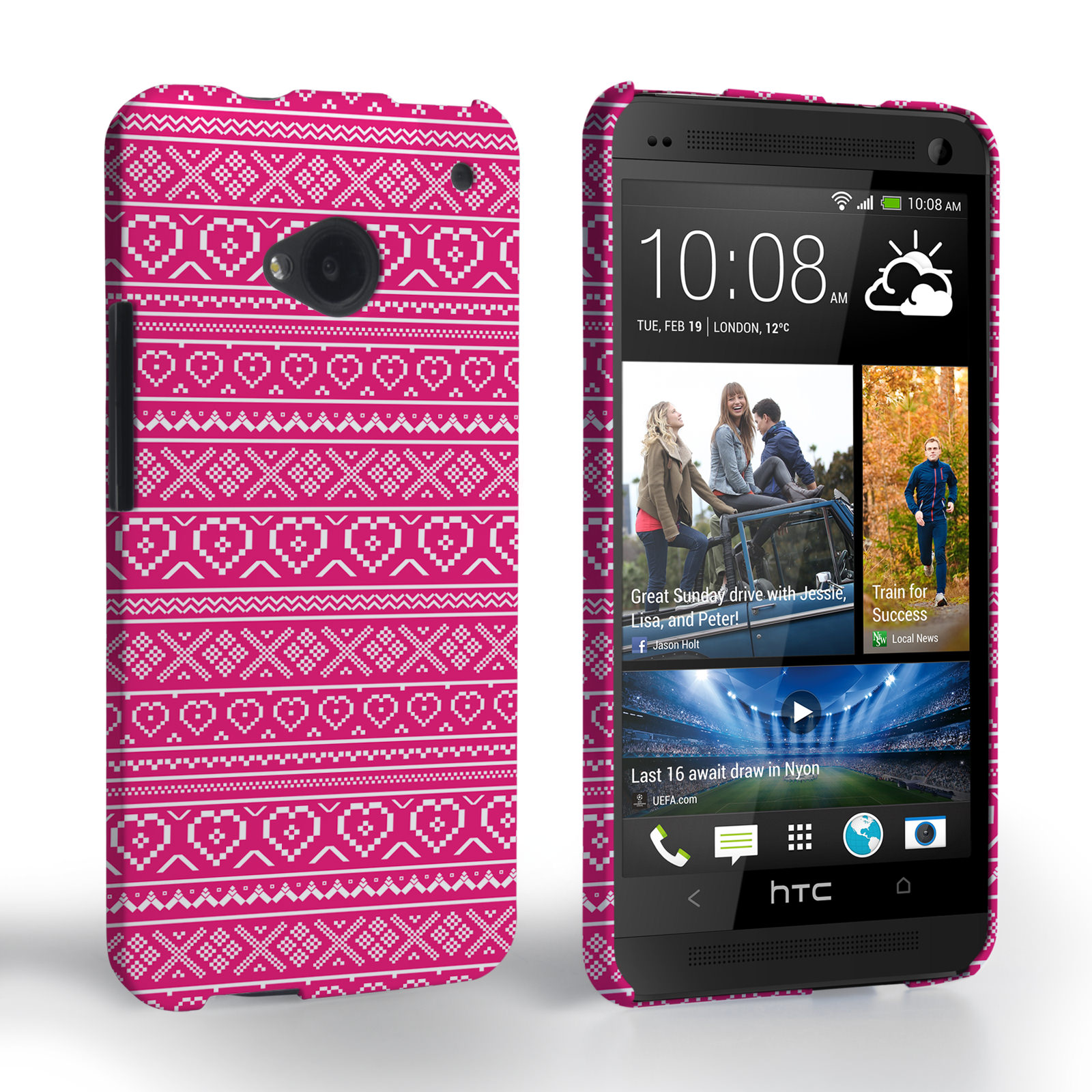 Caseflex HTC One Fairisle Case – Pink and White