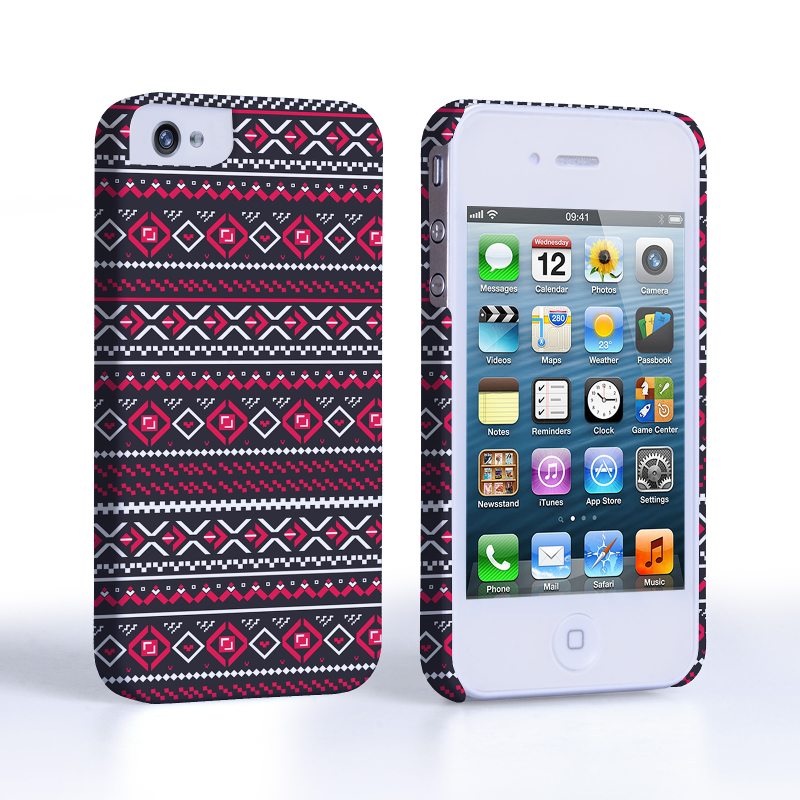 Caseflex iPhone 4/4S Fairisle Case – Grey with Red Background