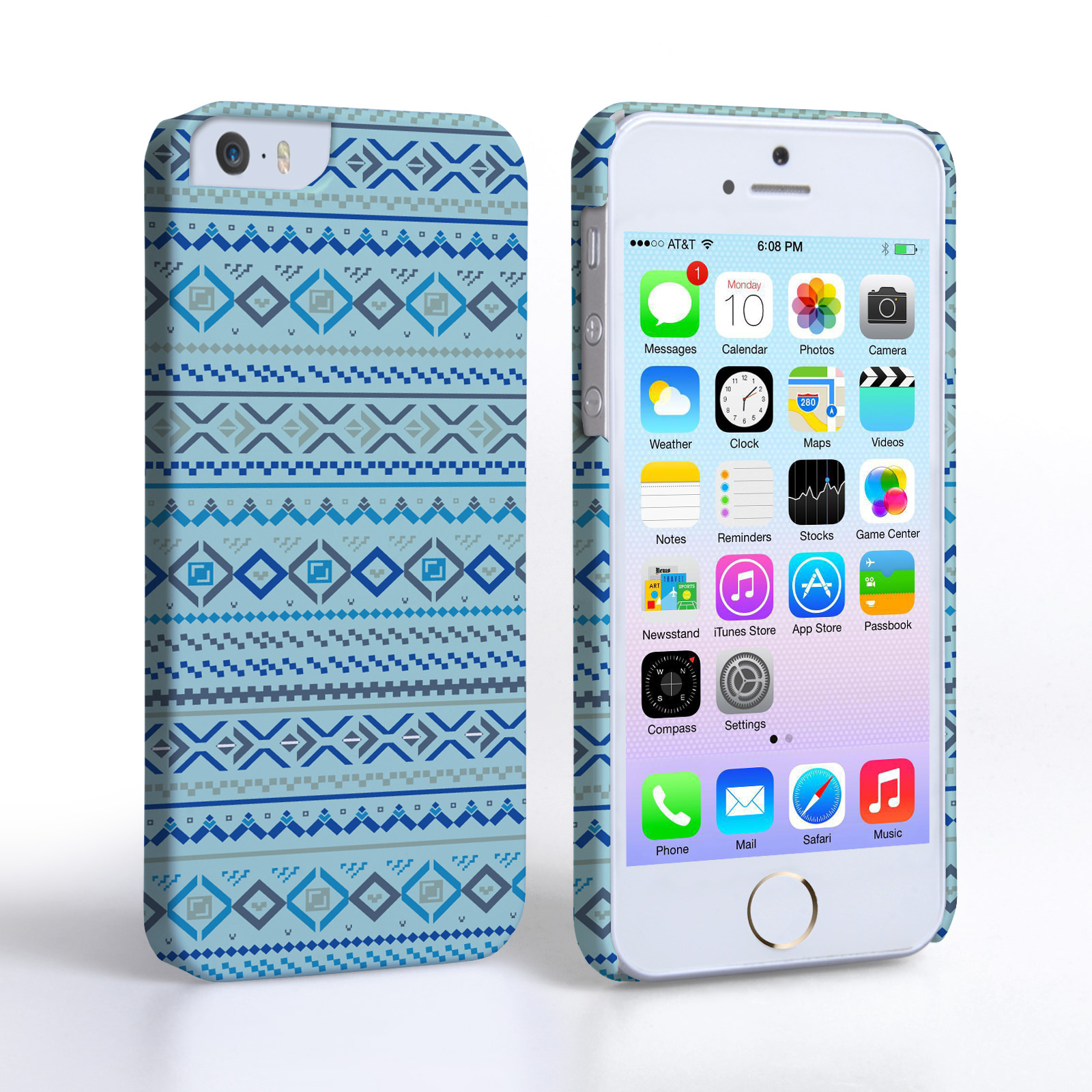 Caseflex iPhone 5/5S Fairisle Case – Blue with Blue Background