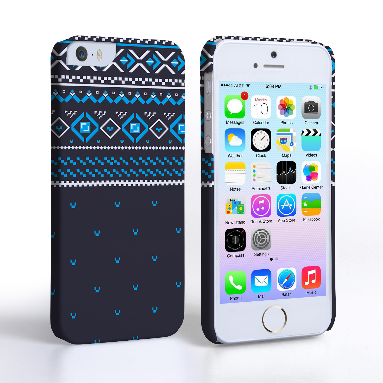 Caseflex iPhone 5/5S Fairisle Case – Grey and Blue Half Pattern