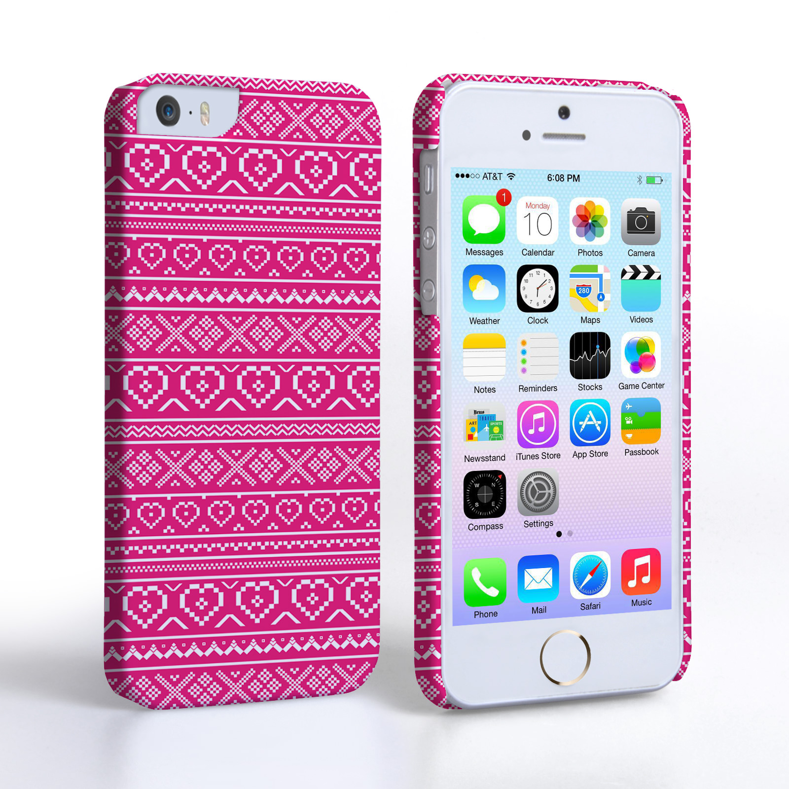Caseflex iPhone 5/5S Fairisle Case – Pink and White