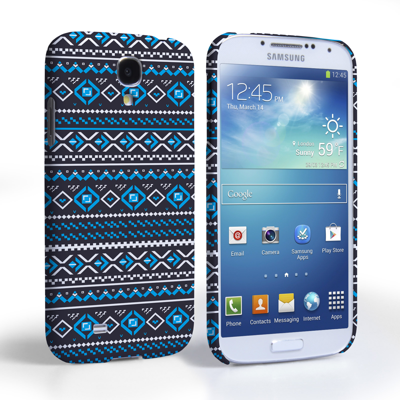 Caseflex Samsung Galaxy S4 Fairisle Case – Grey with Blue Background