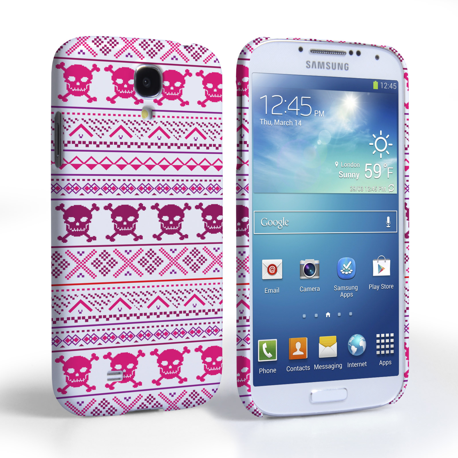 Caseflex Samsung Galaxy S4 Fairisle Case – Pink Skull White Background