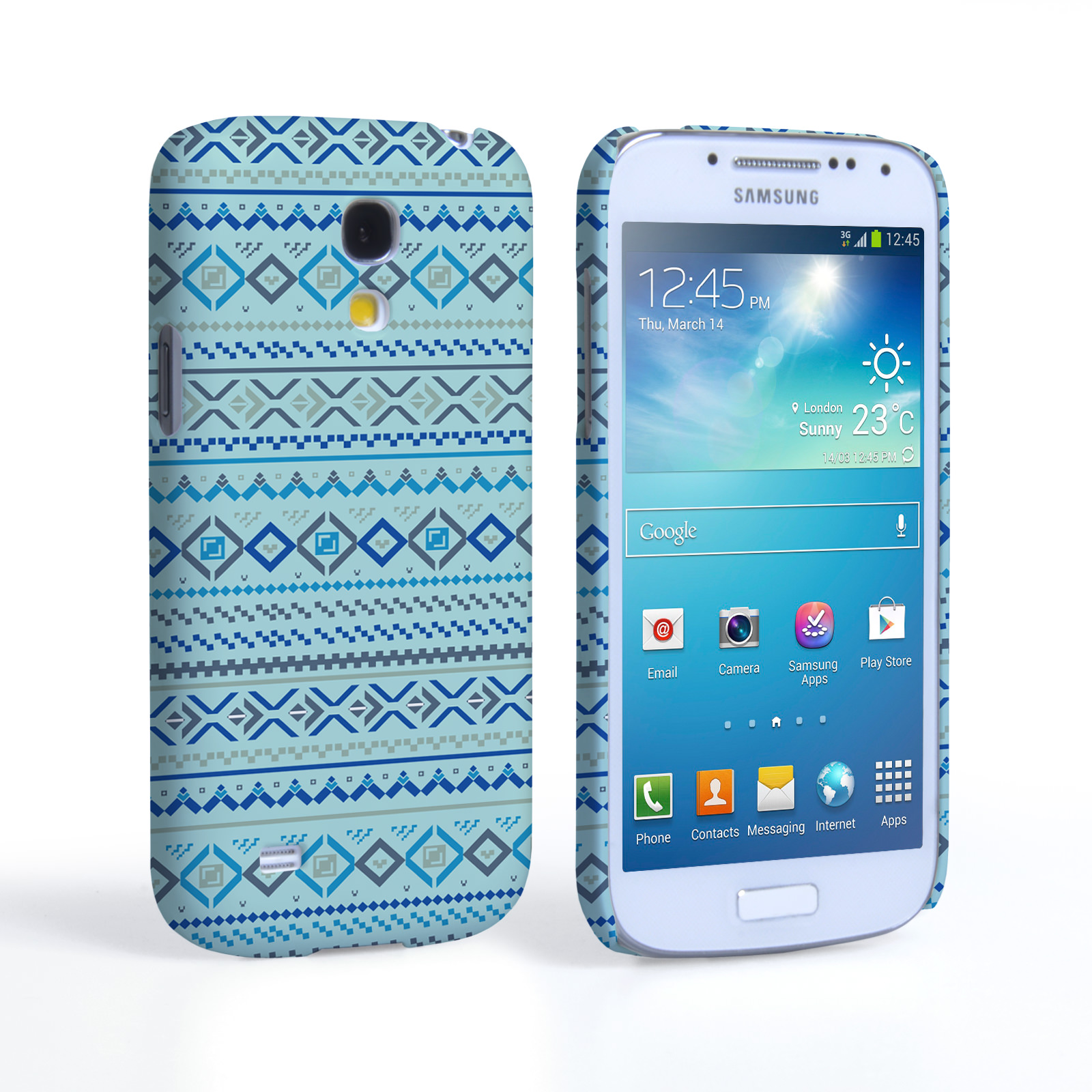 Caseflex Samsung Galaxy S4 Mini Fairisle Case – Blue with Blue Background