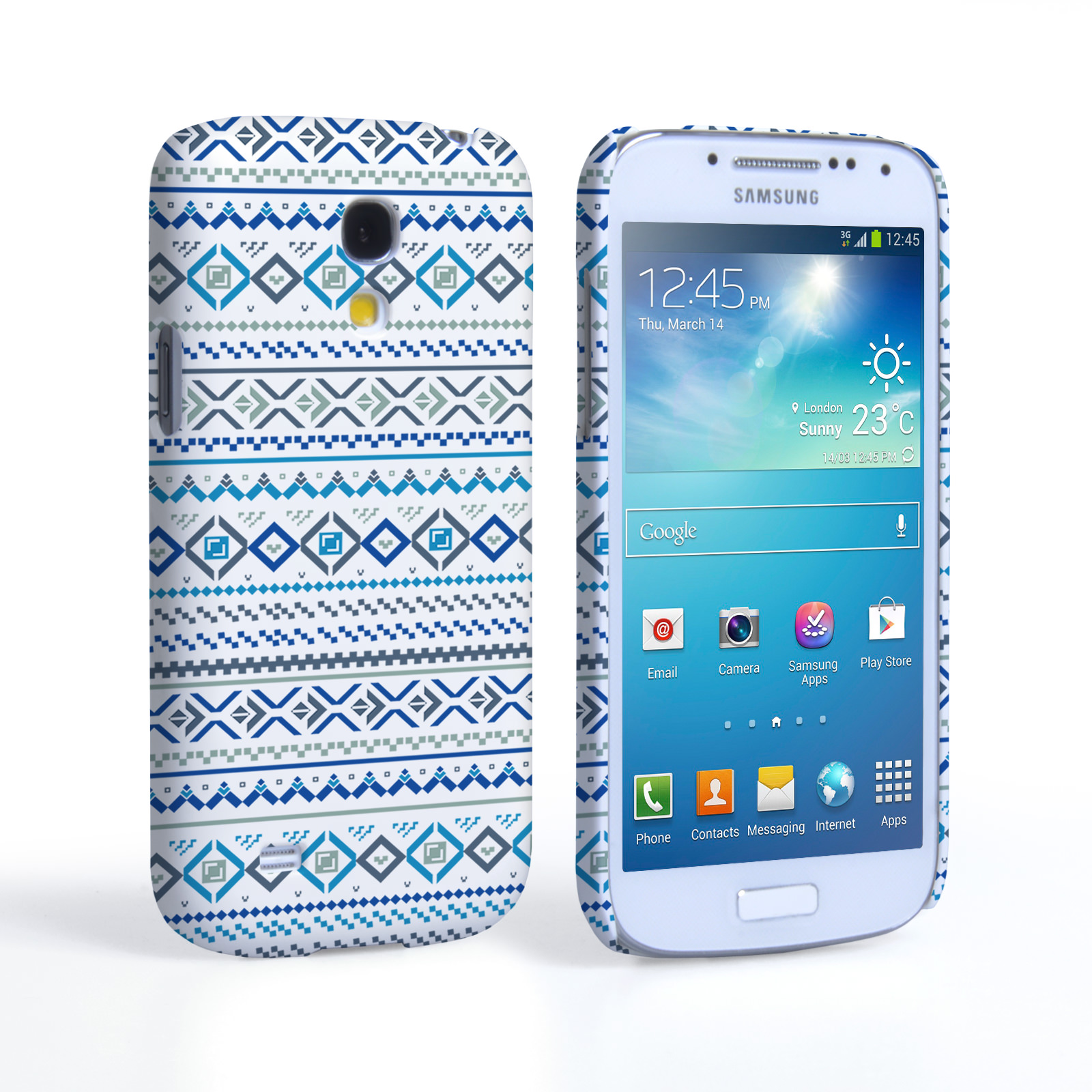 Caseflex Samsung Galaxy S4 Mini Fairisle Case – Blue with White Background