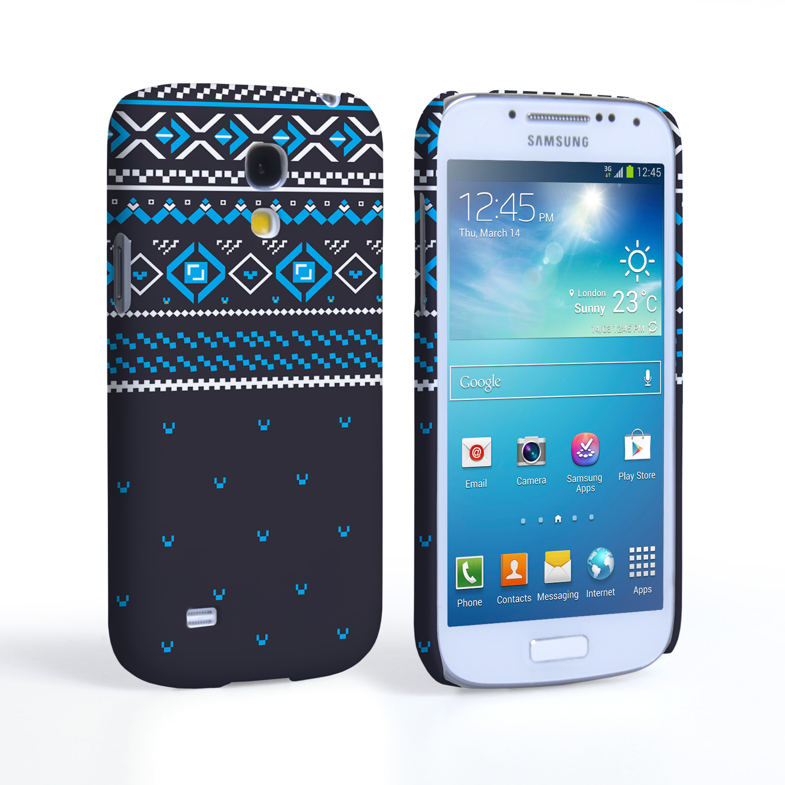 Caseflex Samsung Galaxy S4 Mini Fairisle Case – Grey and Blue Half Pattern