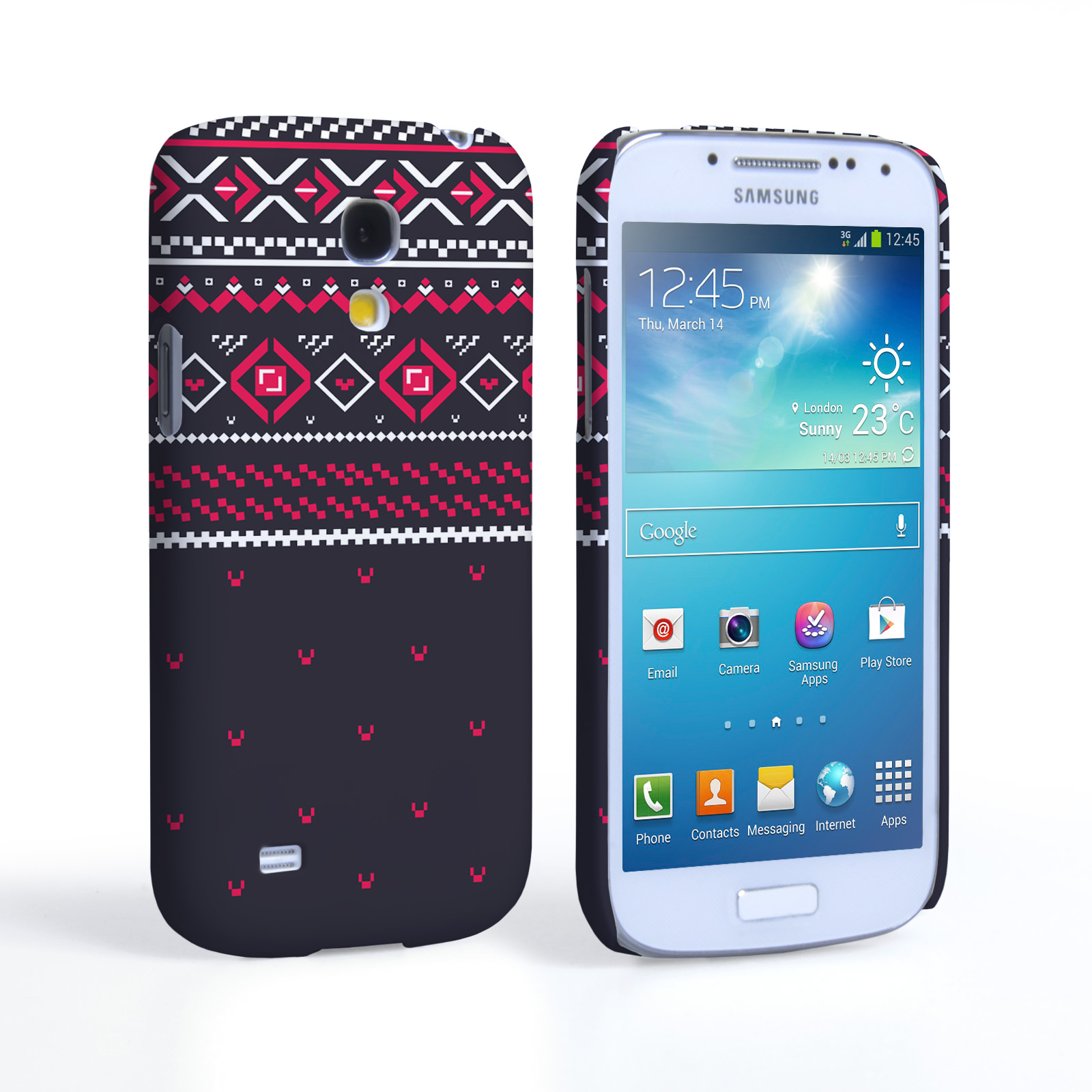 Caseflex Samsung Galaxy S4 Mini Fairisle Case – Grey and Red Half Pattern