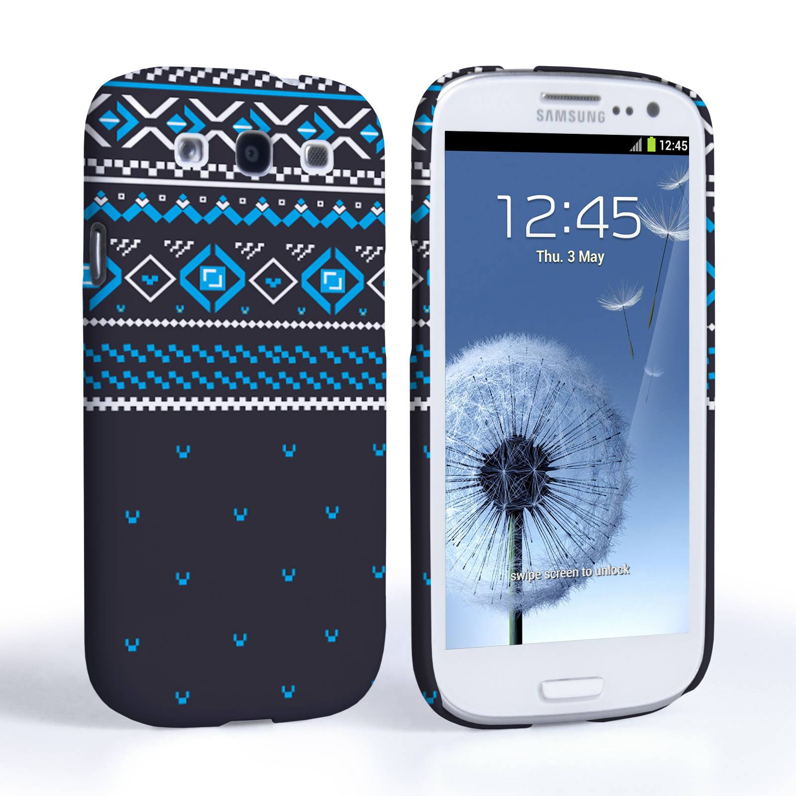 Caseflex Samsung Galaxy S3 Fairisle Case – Grey and Blue Half Pattern