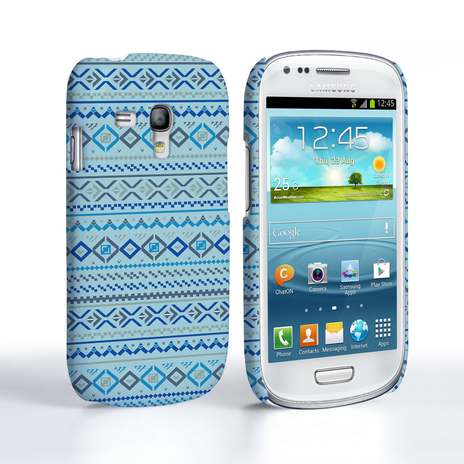 Caseflex Samsung Galaxy S3 Mini Fairisle Case – Blue with Blue Background