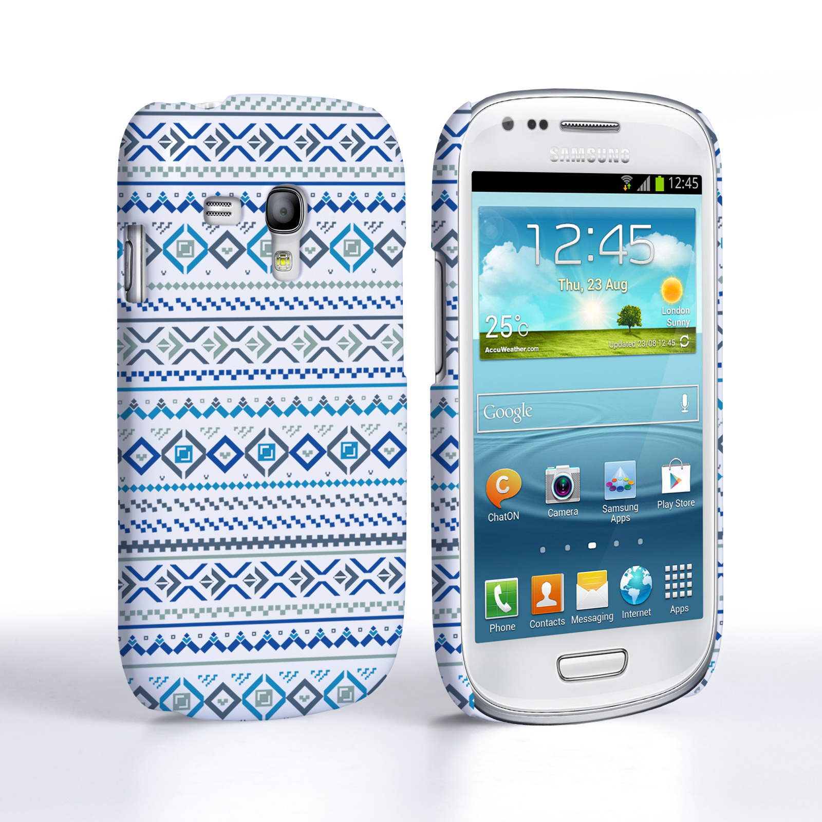 Caseflex Samsung Galaxy S3 Mini Fairisle Case – Blue with White Background