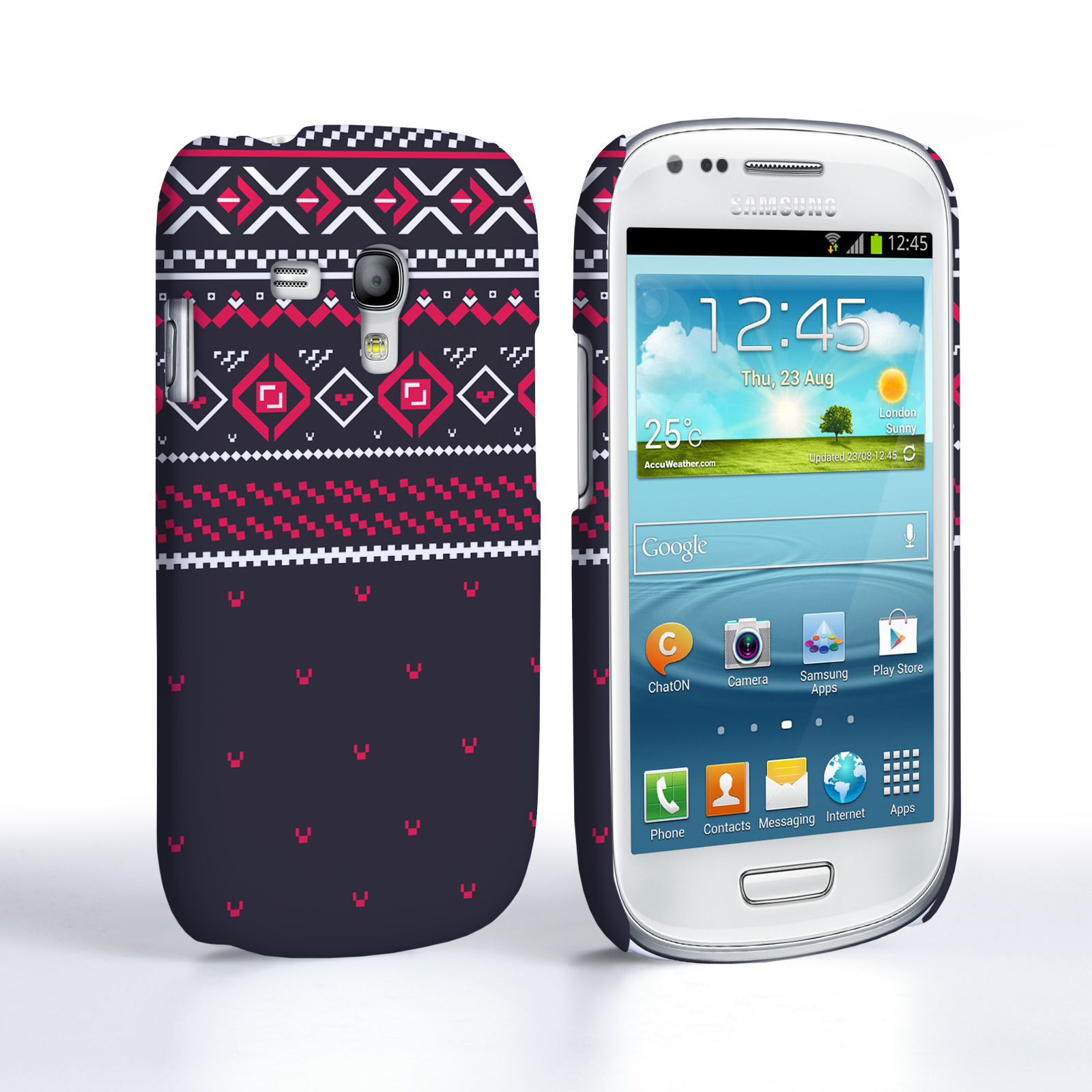 Caseflex Samsung Galaxy S3 Mini Fairisle Case – Grey and Red Half Pattern