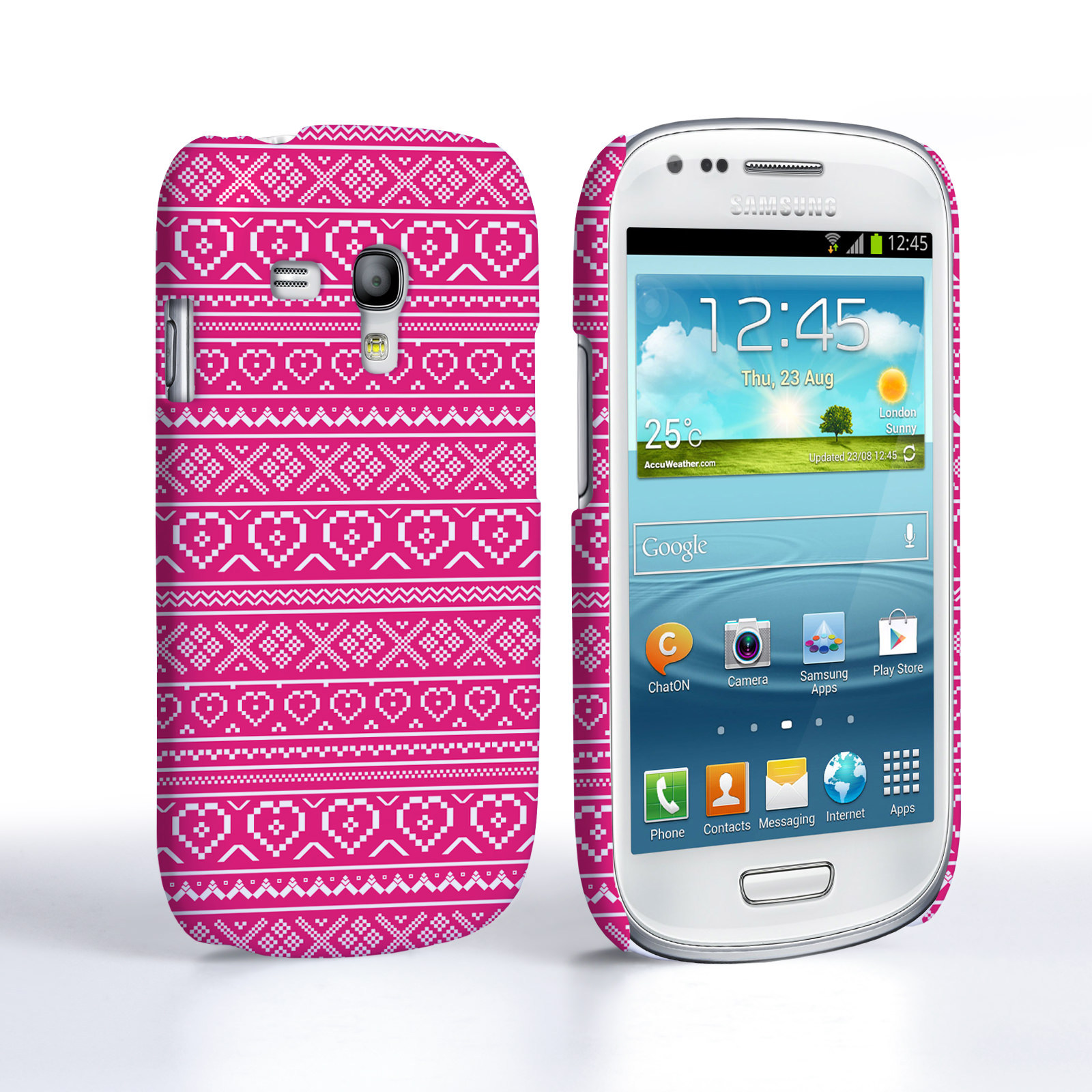 Caseflex Samsung Galaxy S3 Mini Fairisle Case – Pink and White