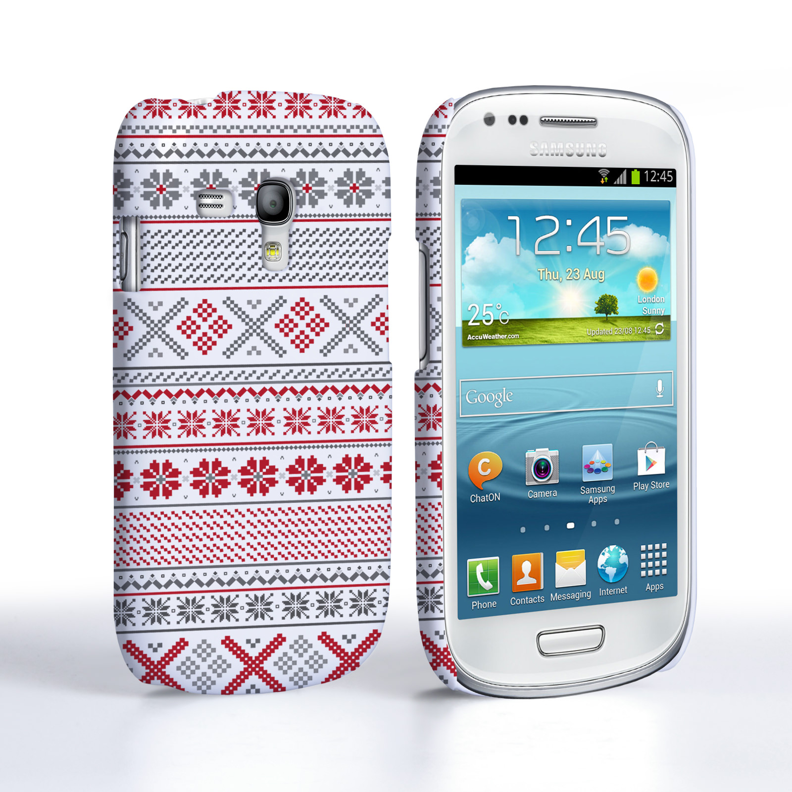 Caseflex Samsung Galaxy S3 Mini Fairisle Case – Red, White and Grey
