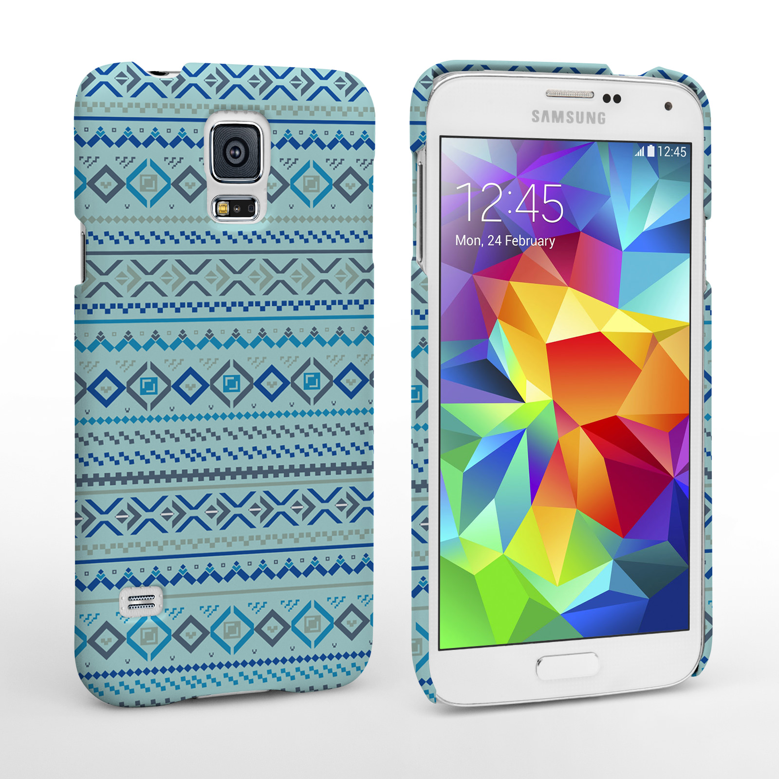 Caseflex Samsung Galaxy S5 Fairisle Case – Blue with Blue Background