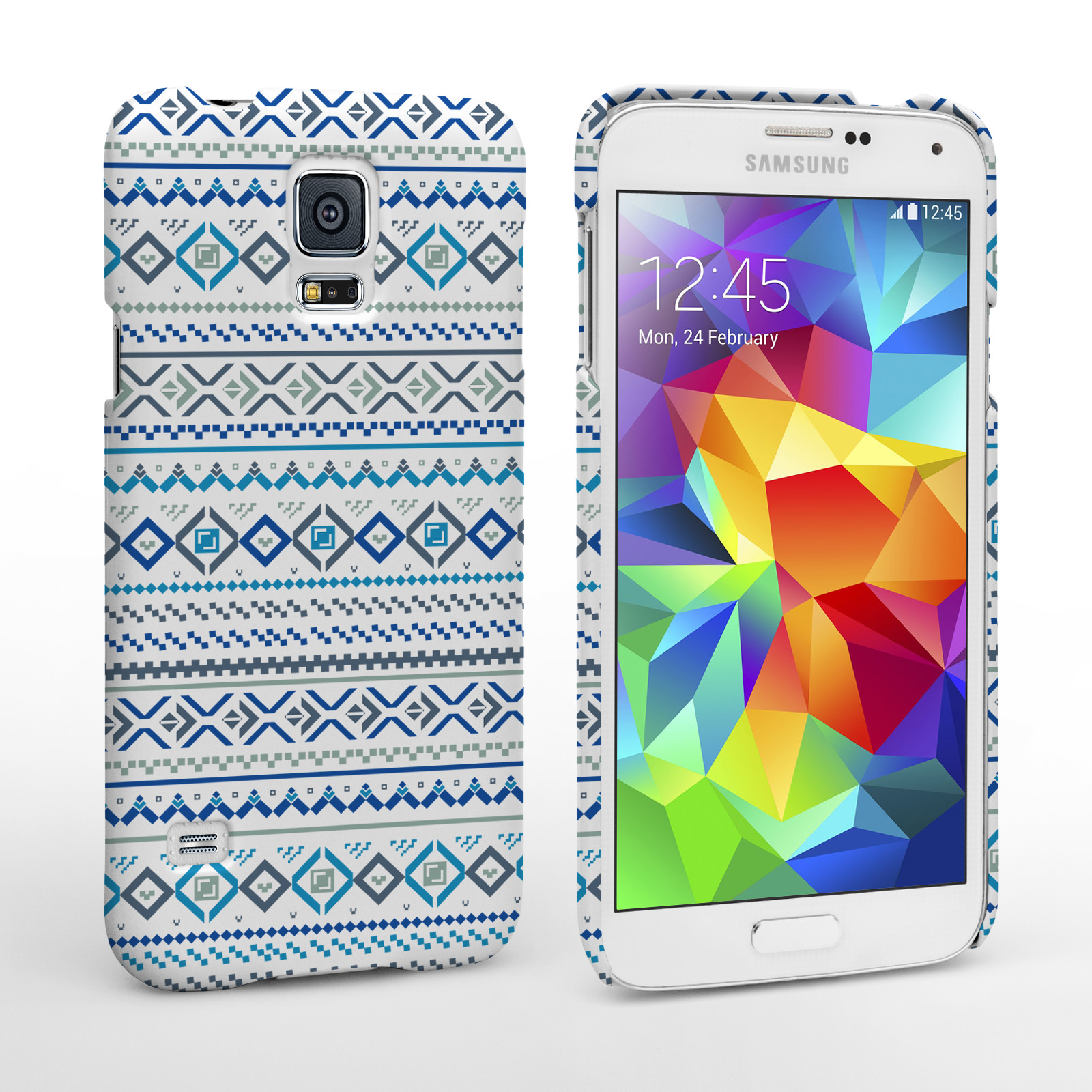 Caseflex Samsung Galaxy S5 Fairisle Case – Blue with White Background