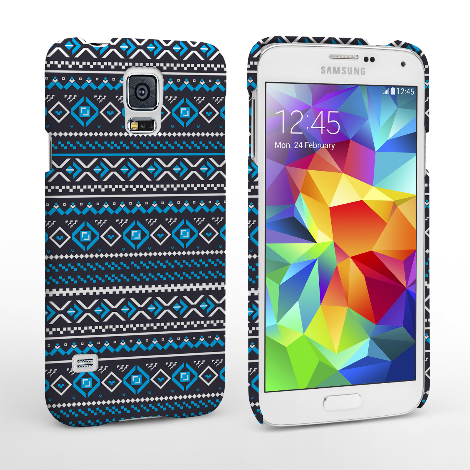Caseflex Samsung Galaxy S5 Fairisle Case – Grey with Blue Background