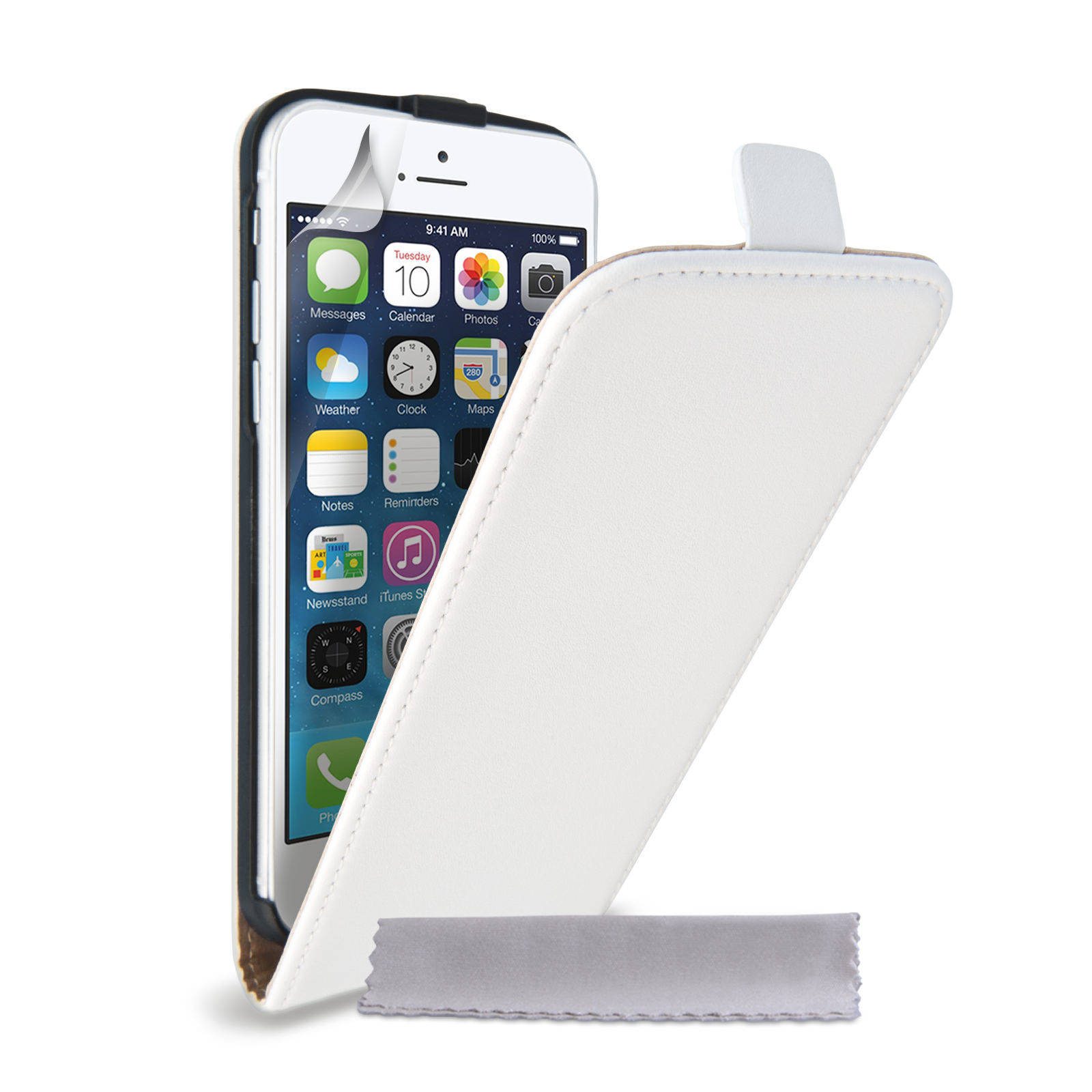 Caseflex iPhone 6 and 6s Real Leather Flip Case - White