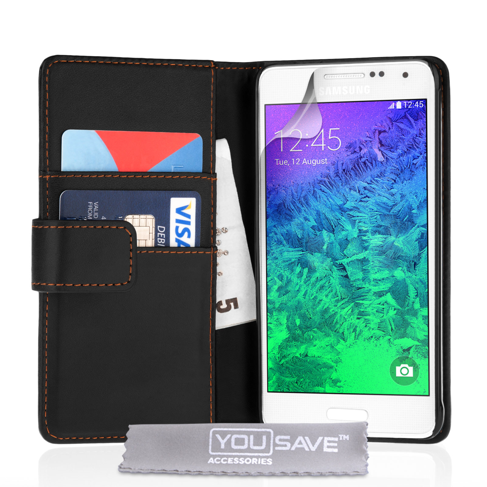 YouSave Samsung Galaxy Alpha Leather-Effect Wallet Case - Black