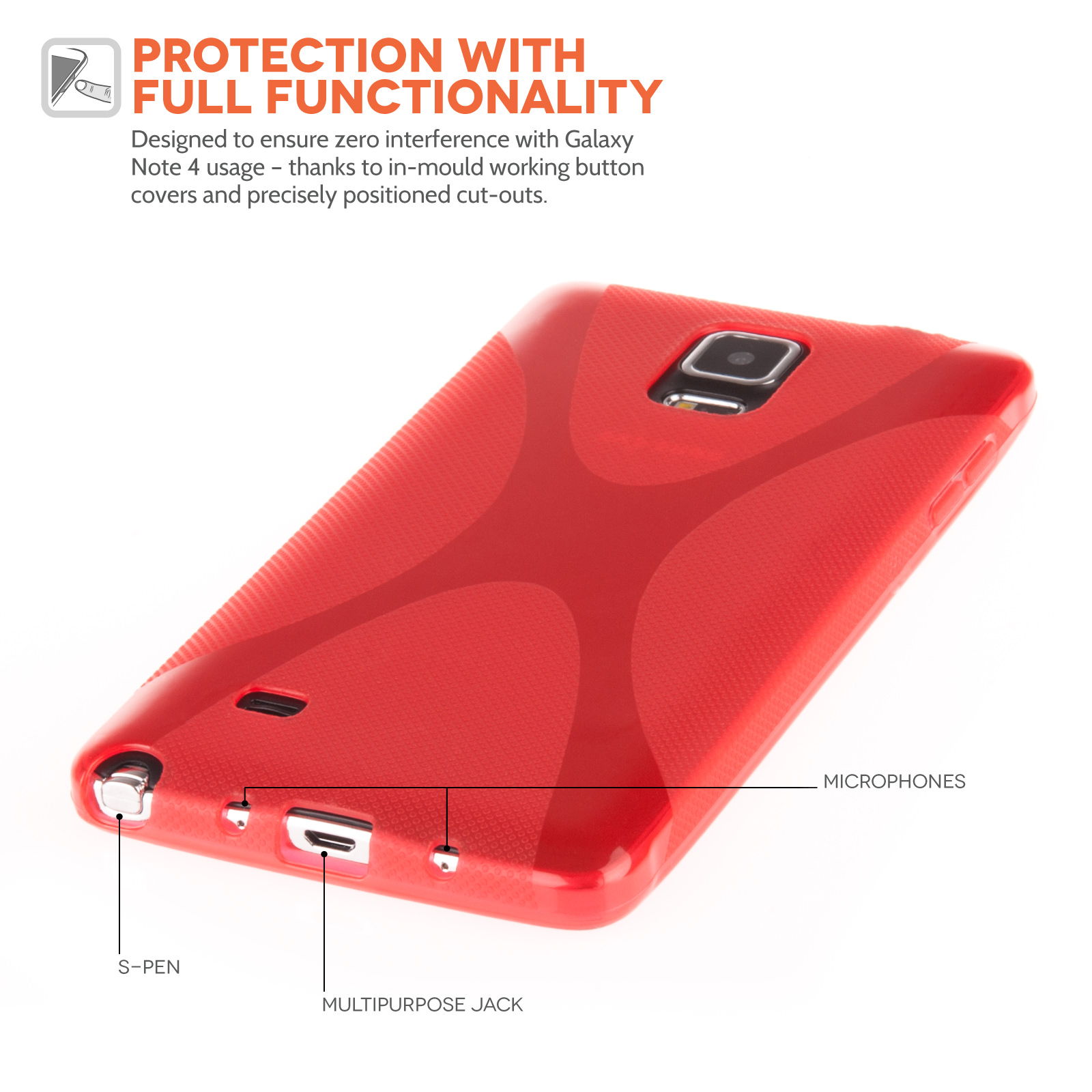 YouSave Samsung Galaxy Note 4 Silicone Gel X-Line Case - Red