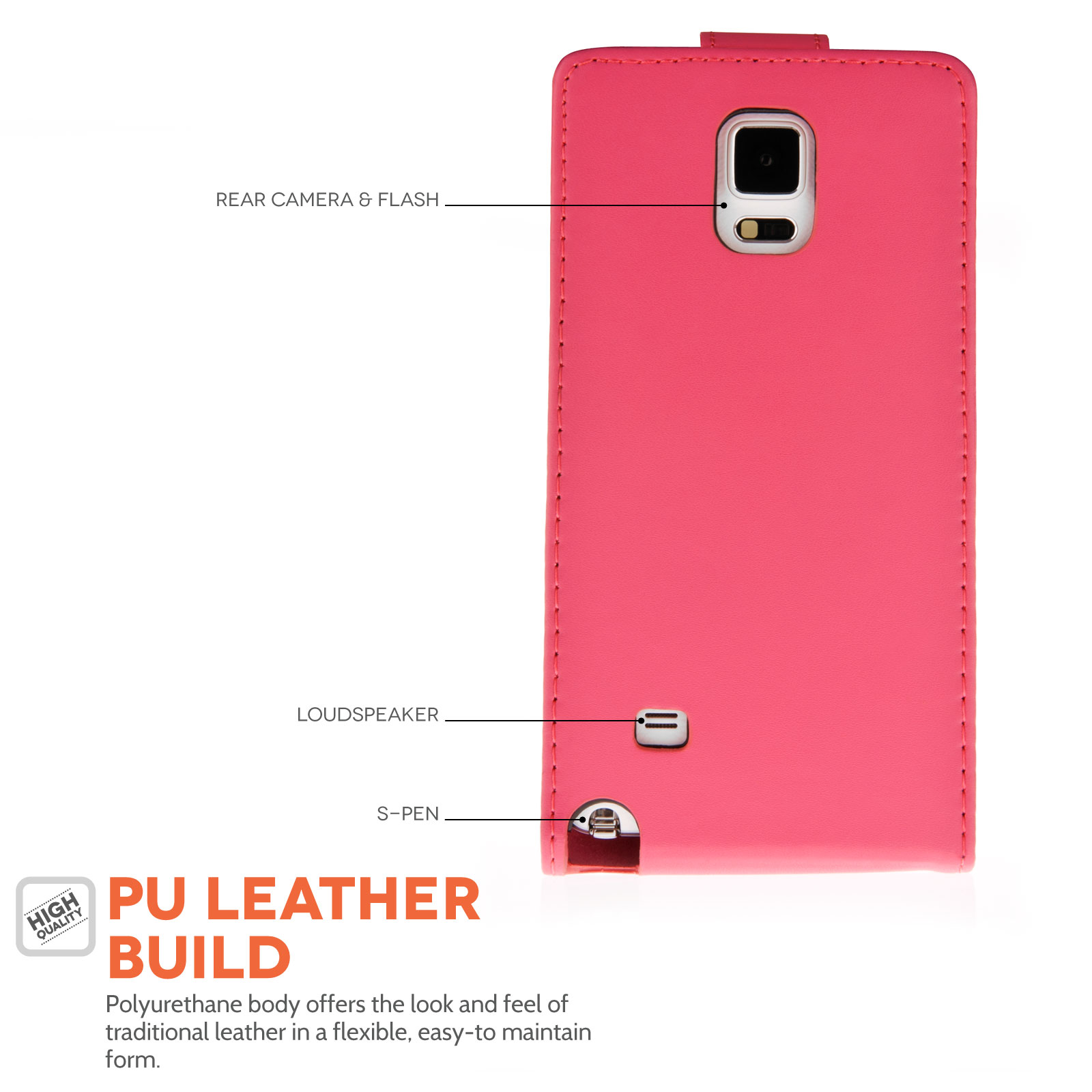 YouSave Samsung Galaxy Note 4 Leather-Effect Flip Case - Hot Pink