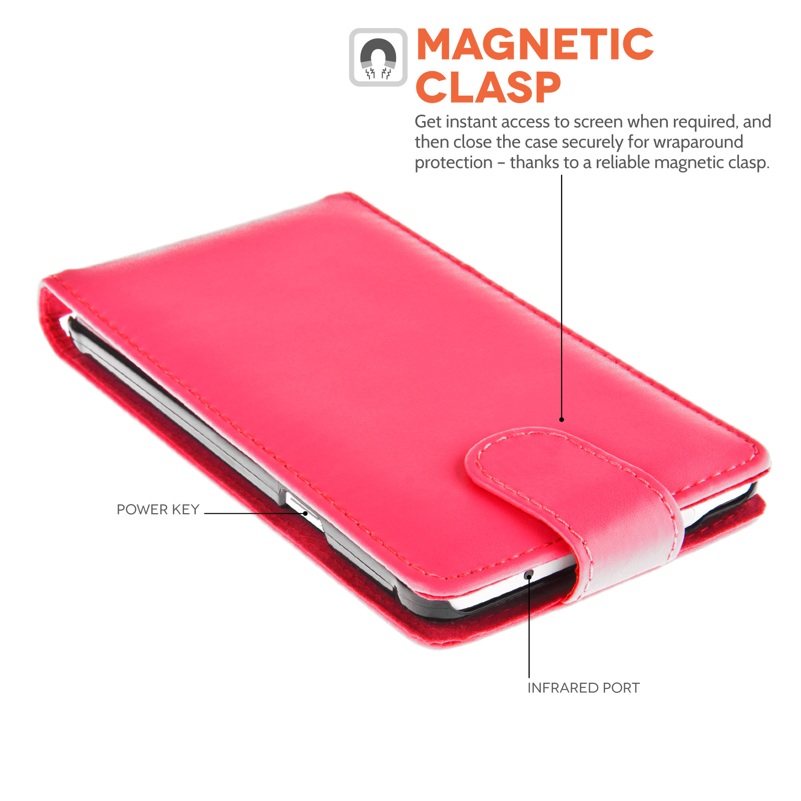 YouSave Samsung Galaxy Note 4 Leather-Effect Flip Case - Hot Pink