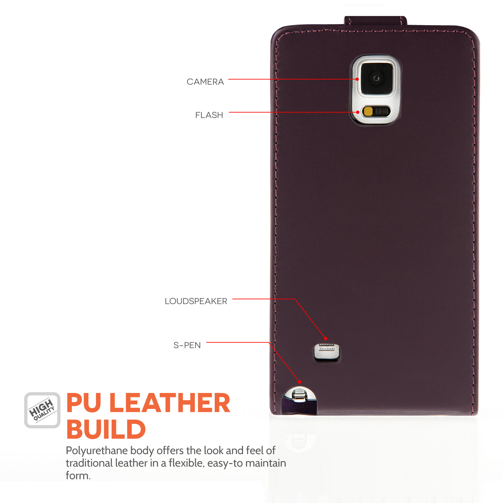 YouSave Samsung Galaxy Note 4 Leather-Effect Flip Case - Purple