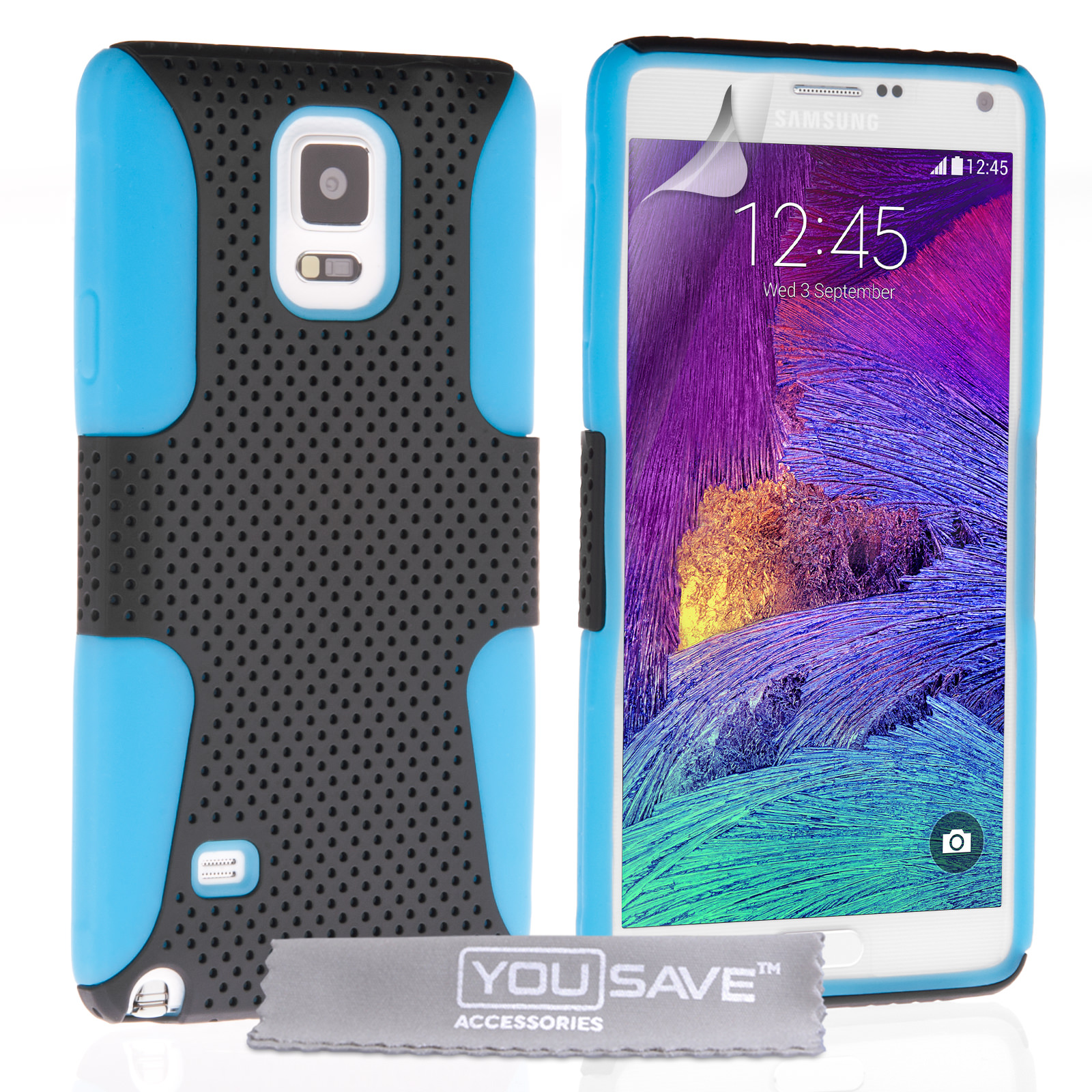 YouSave Samsung Galaxy Note 4 Tough Mesh Combo Silicone Case Blue-Black